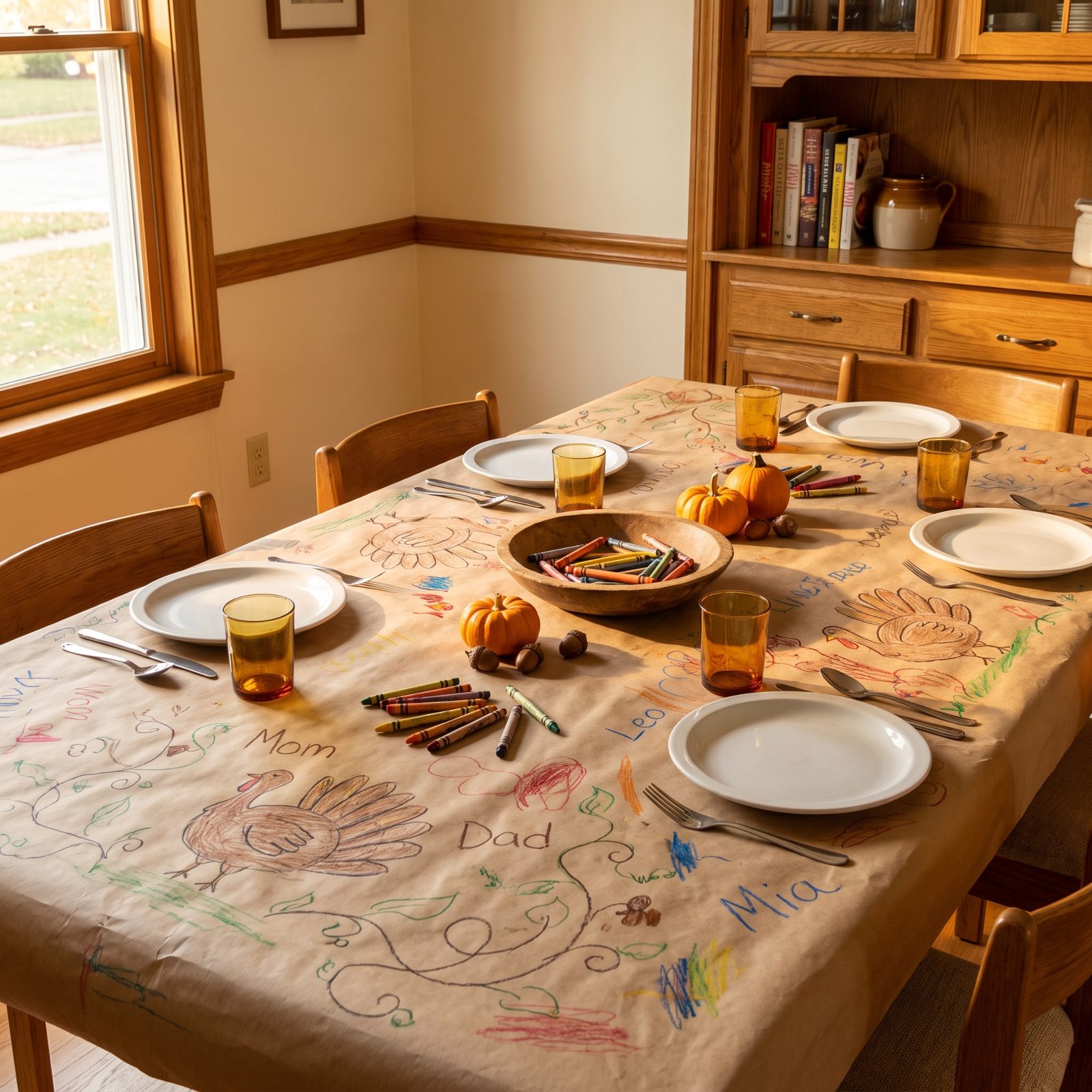 A Kraft-Paper Doodle Tablecloth That Invites a Mess