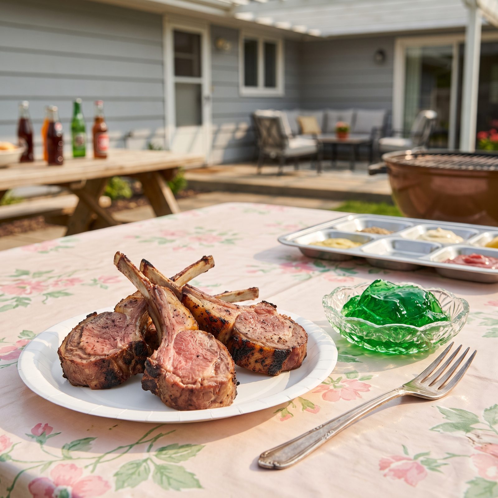 Lamb Rib Chops Served With Bright-Green Mint Jelly