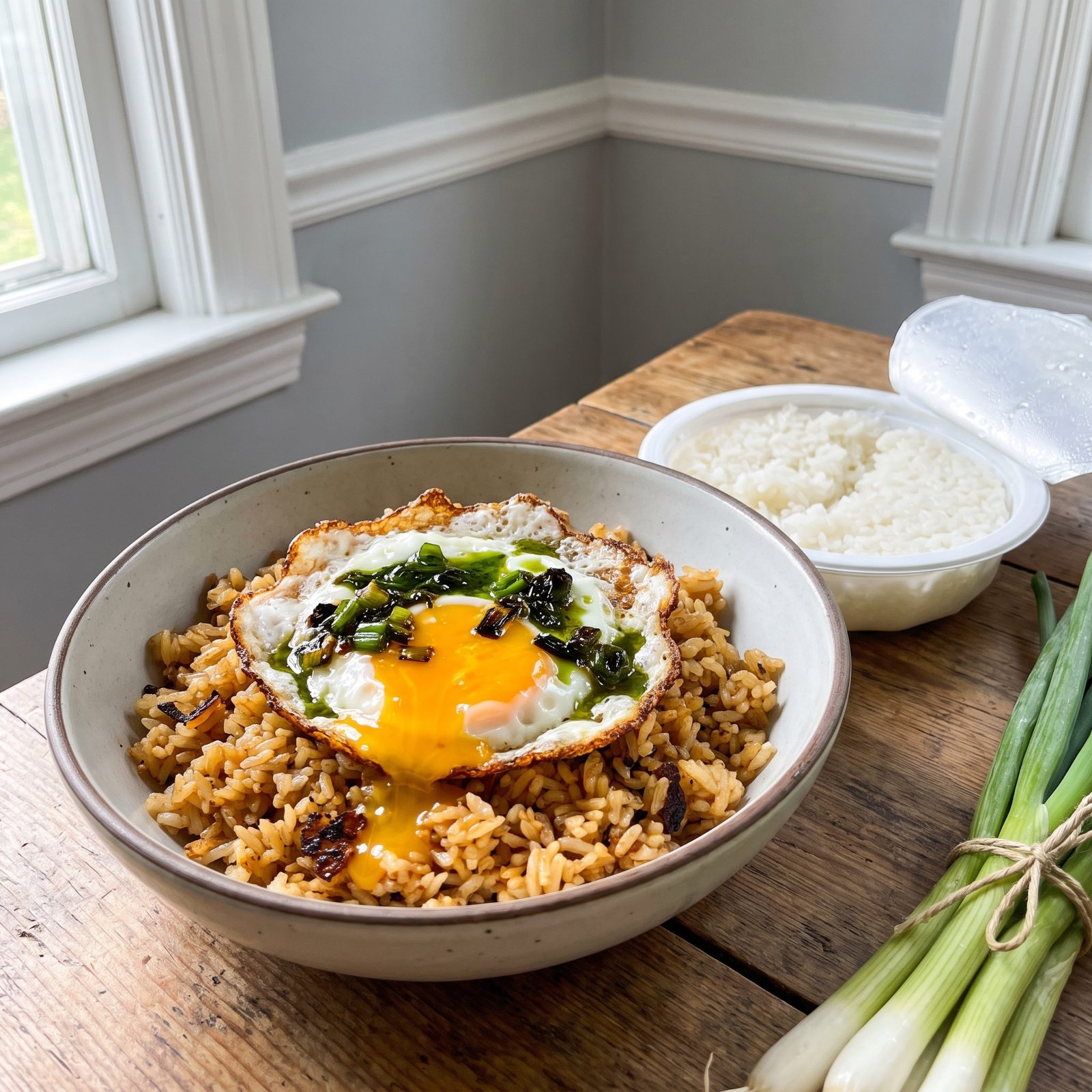 Leftover Rice and Crispy Eggs With Scallion Oil