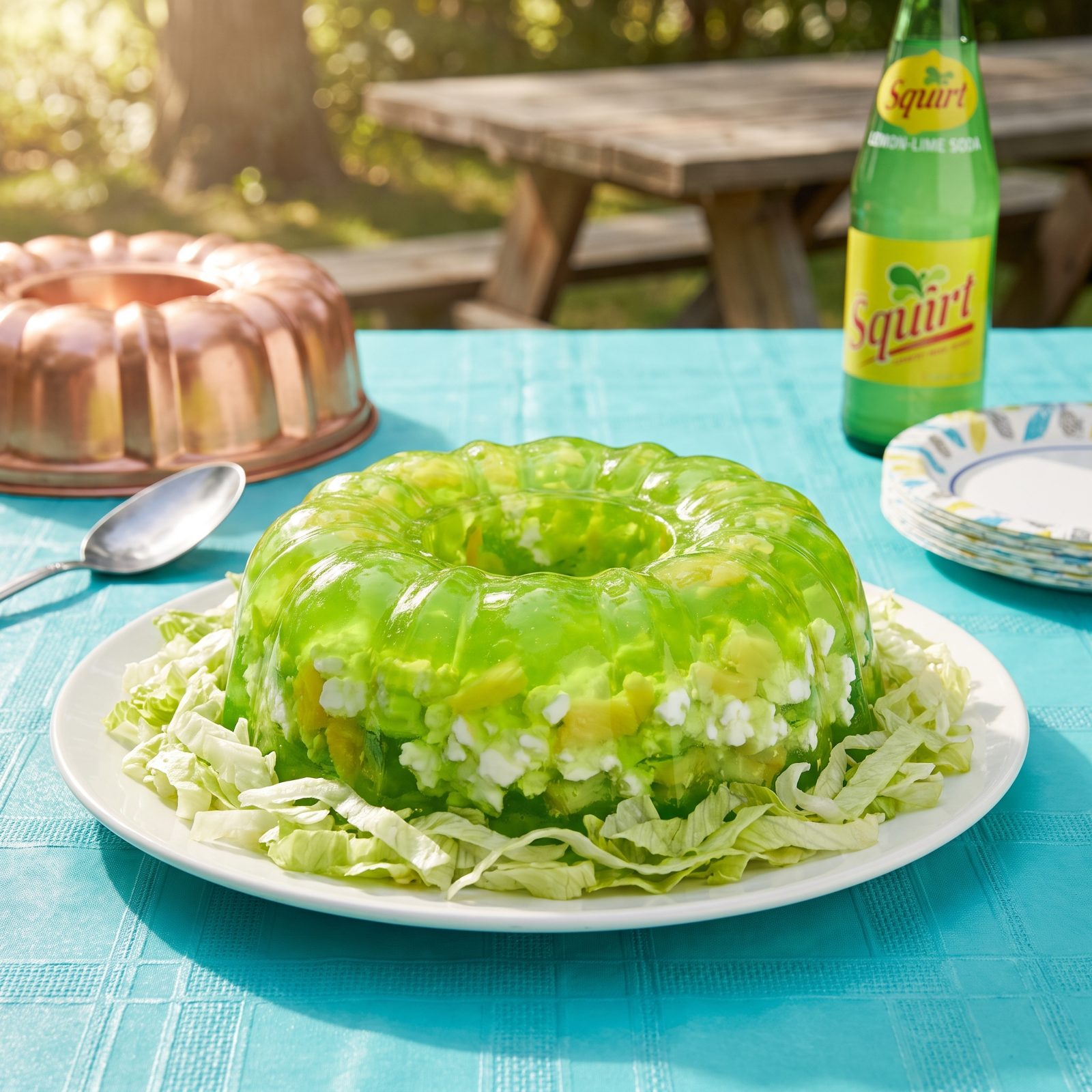 Lime Gelatin Salad With Cottage Cheese and Crushed Pineapple