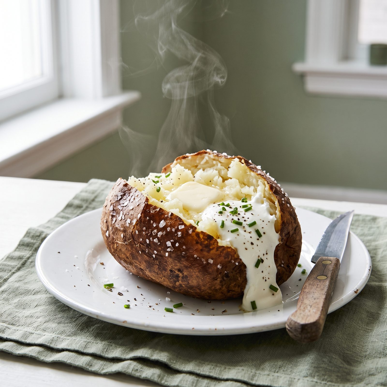 Loaded Baked Potato With Sour Cream and Chives