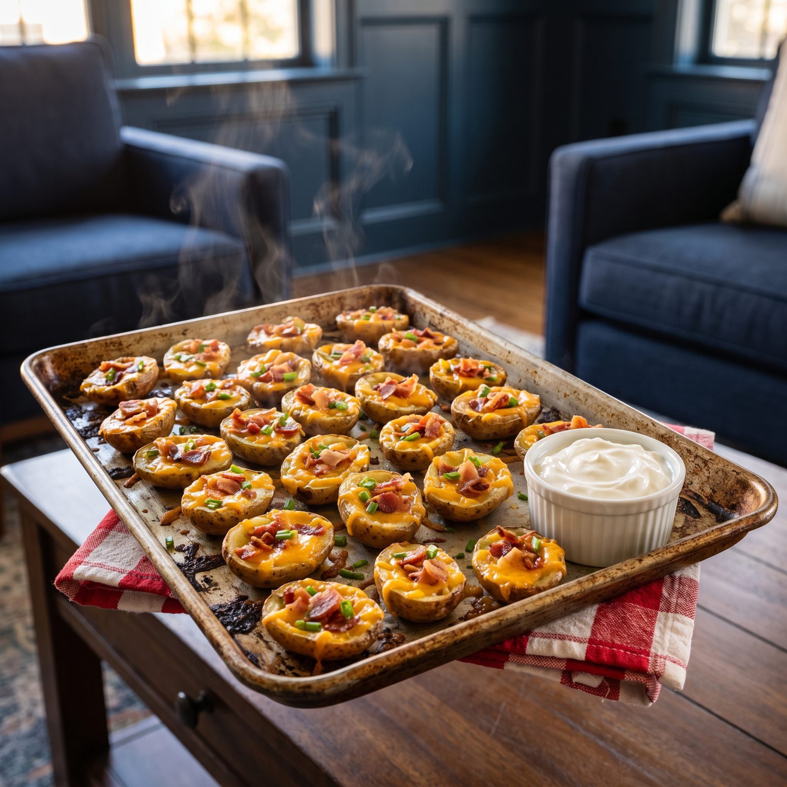 Loaded Mini Potato Skins With Cheddar and Chive