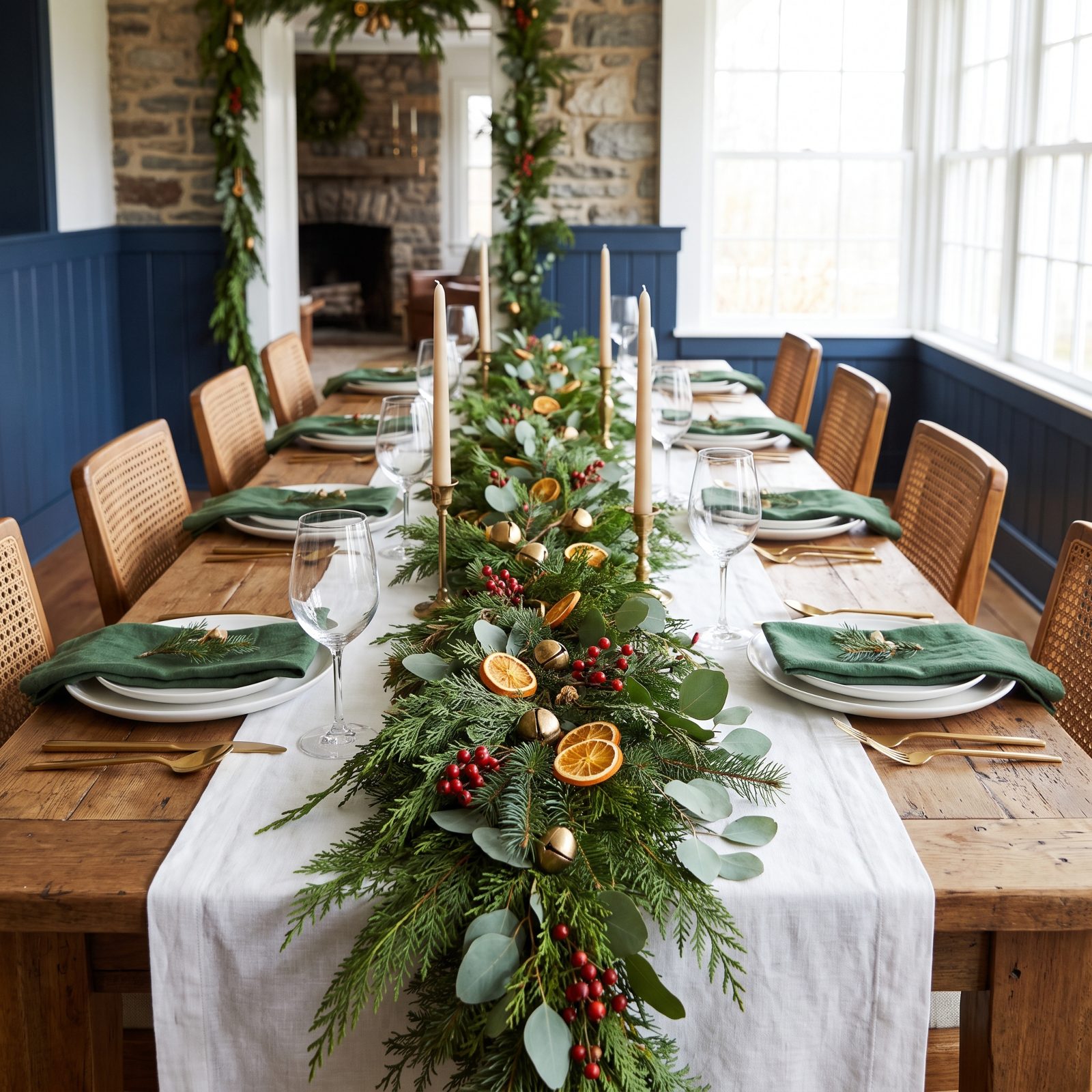 The Long Table With One Unbroken Evergreen Garland