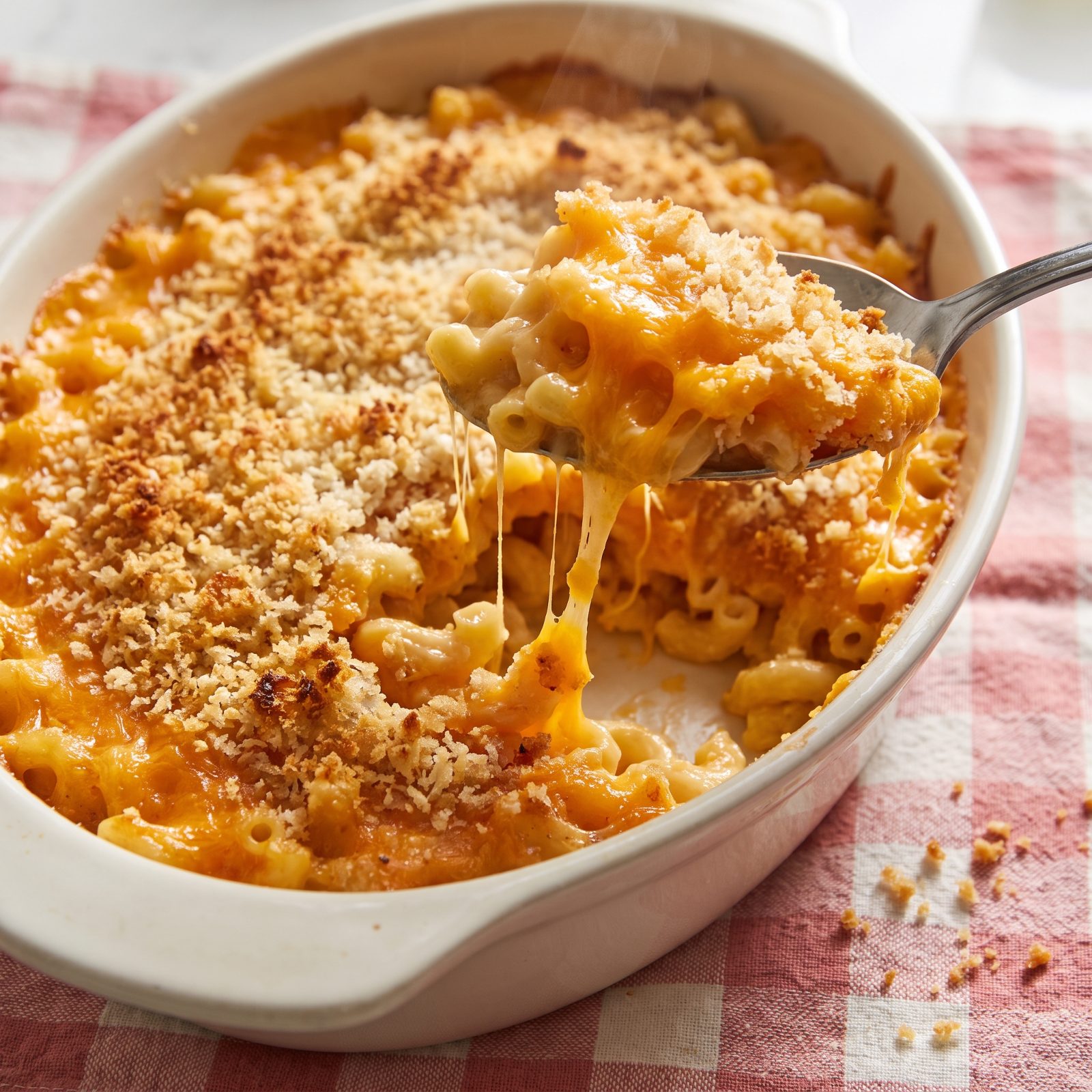 Macaroni and Cheese Under a Toasted Crumb Lid