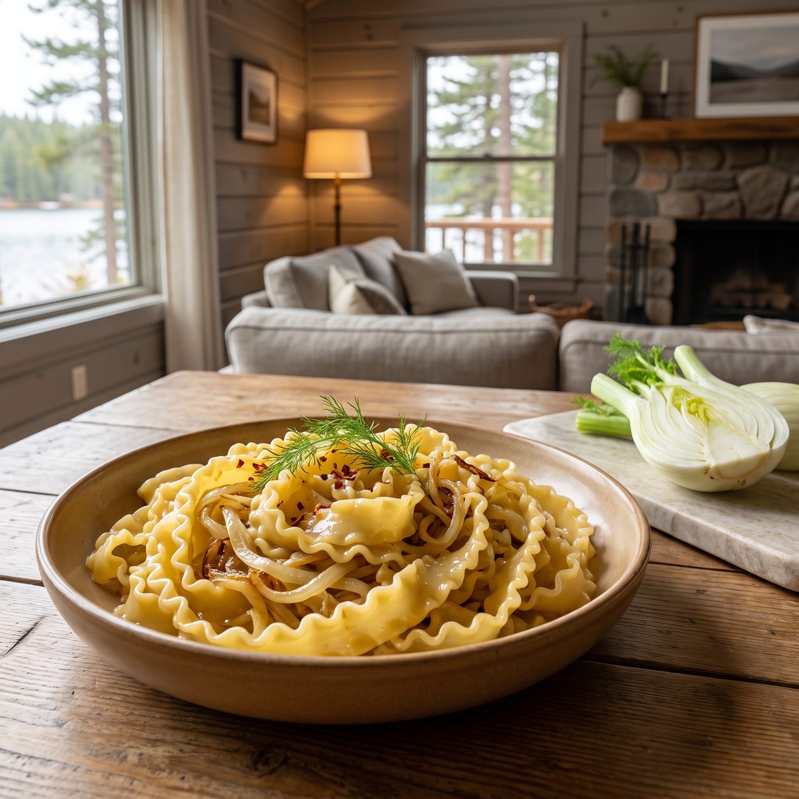 Mafaldine With Caramelized Fennel