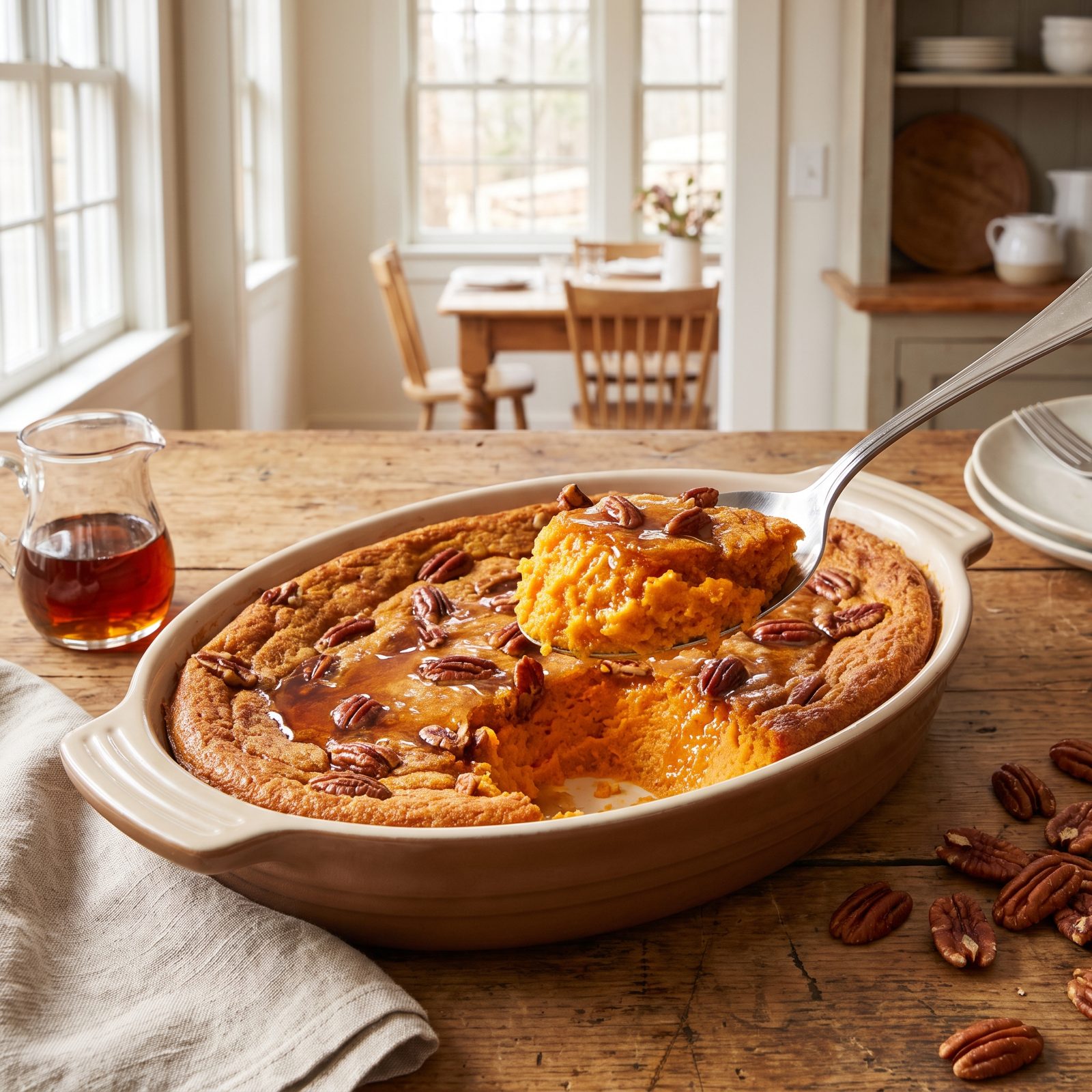 Maple-Pecan Sweet Potato Soufflé