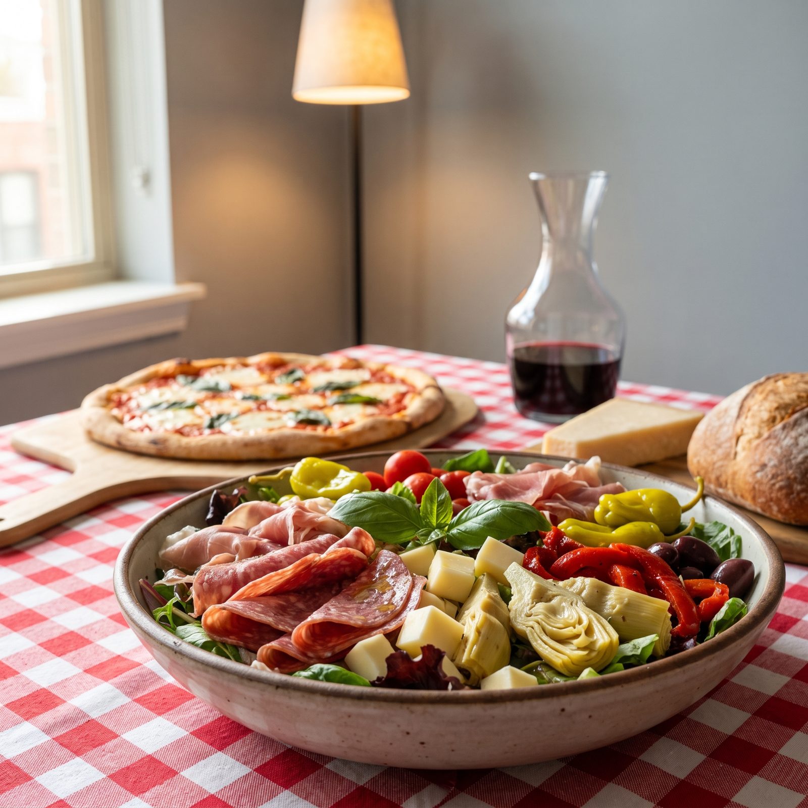 Margherita Pizza Upstaged by an Antipasto Salad