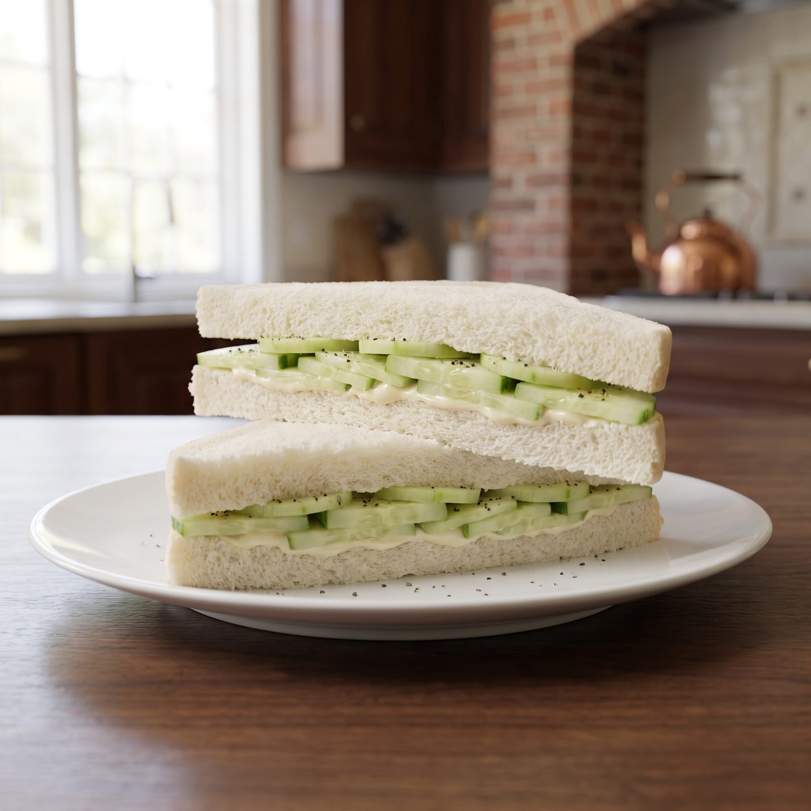 Mayo-Slicked Cucumber Sandwiches on Soft White Bread
