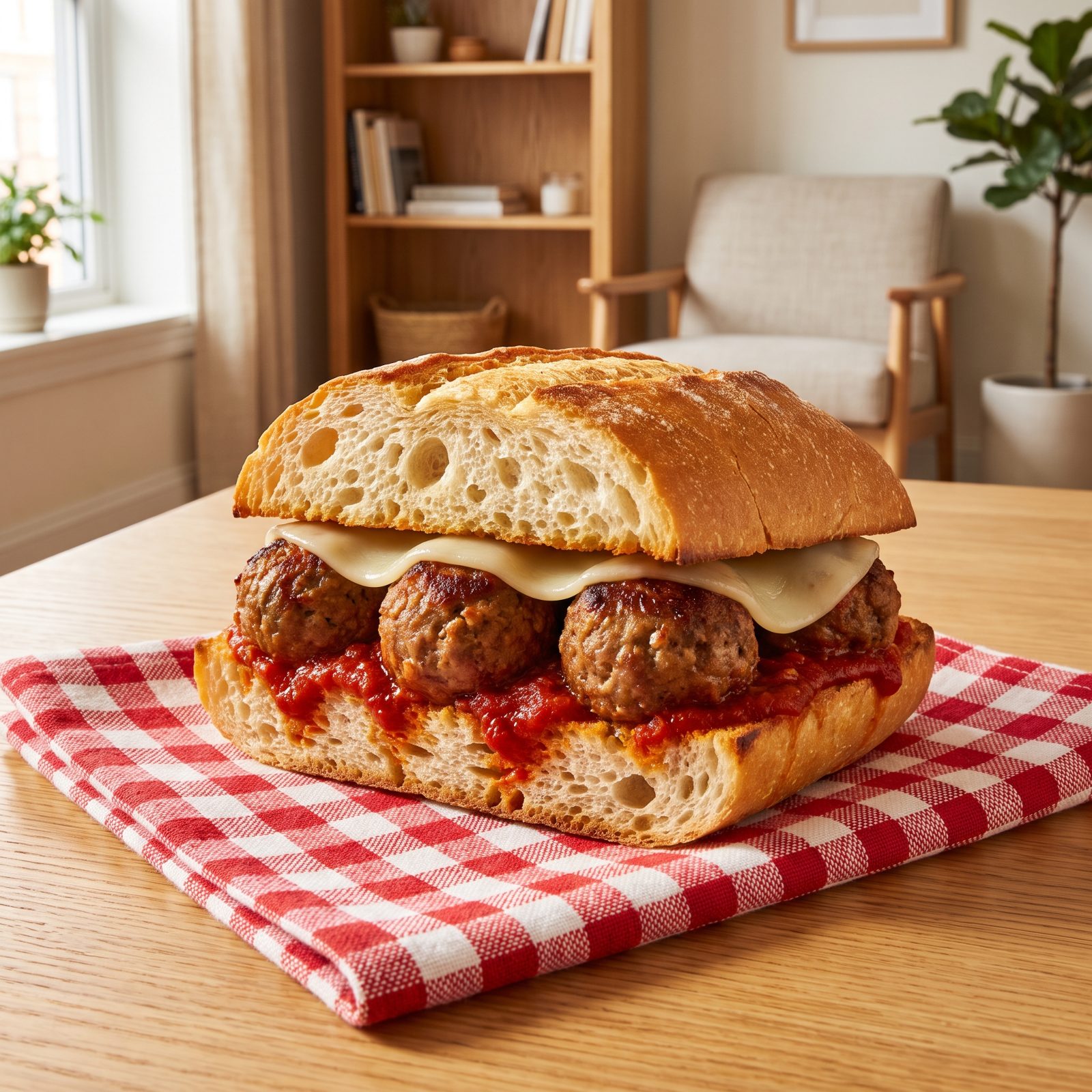 Meatballs and Marinara on a Hero Roll