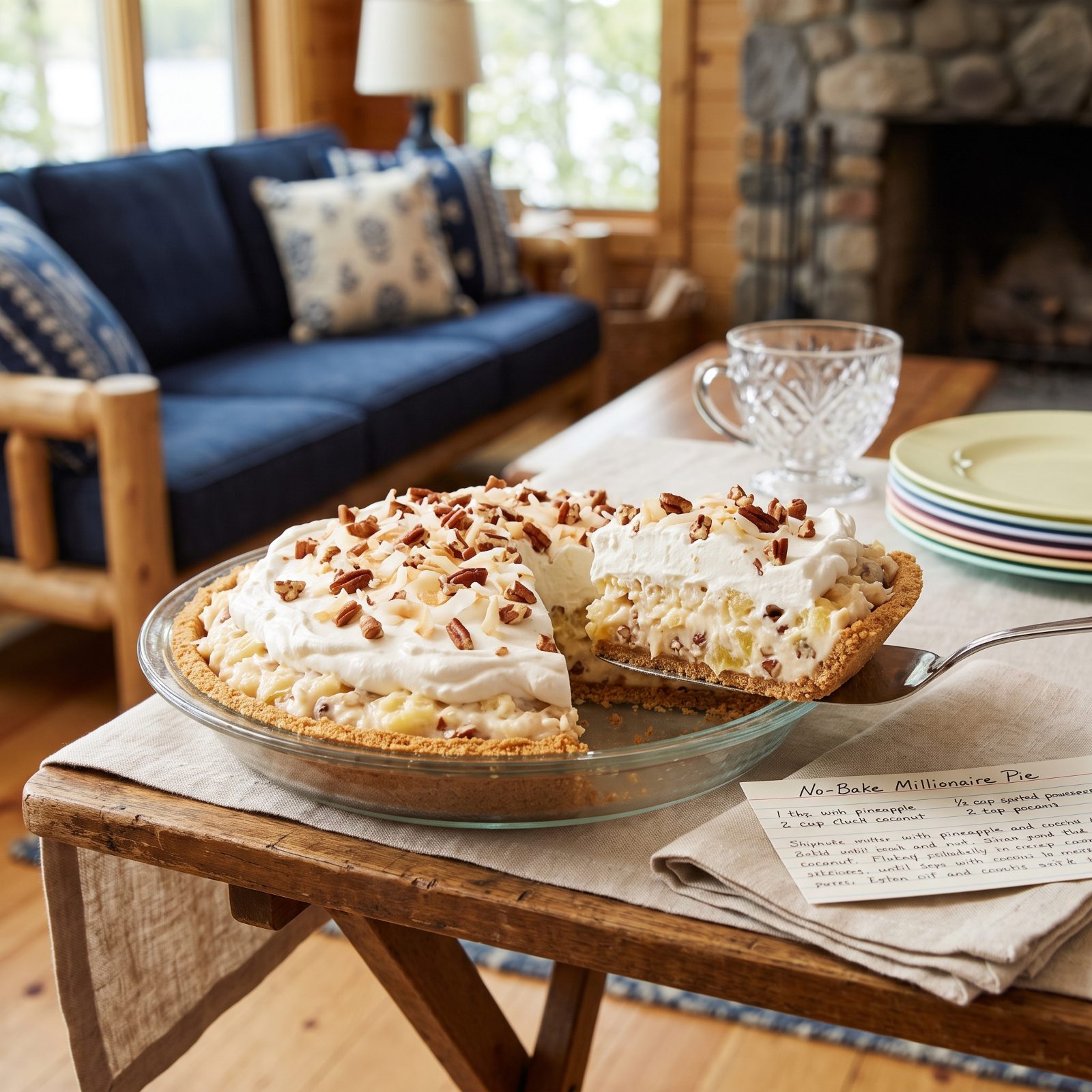 Millionaire Pie With Pineapple, Coconut and Pecans