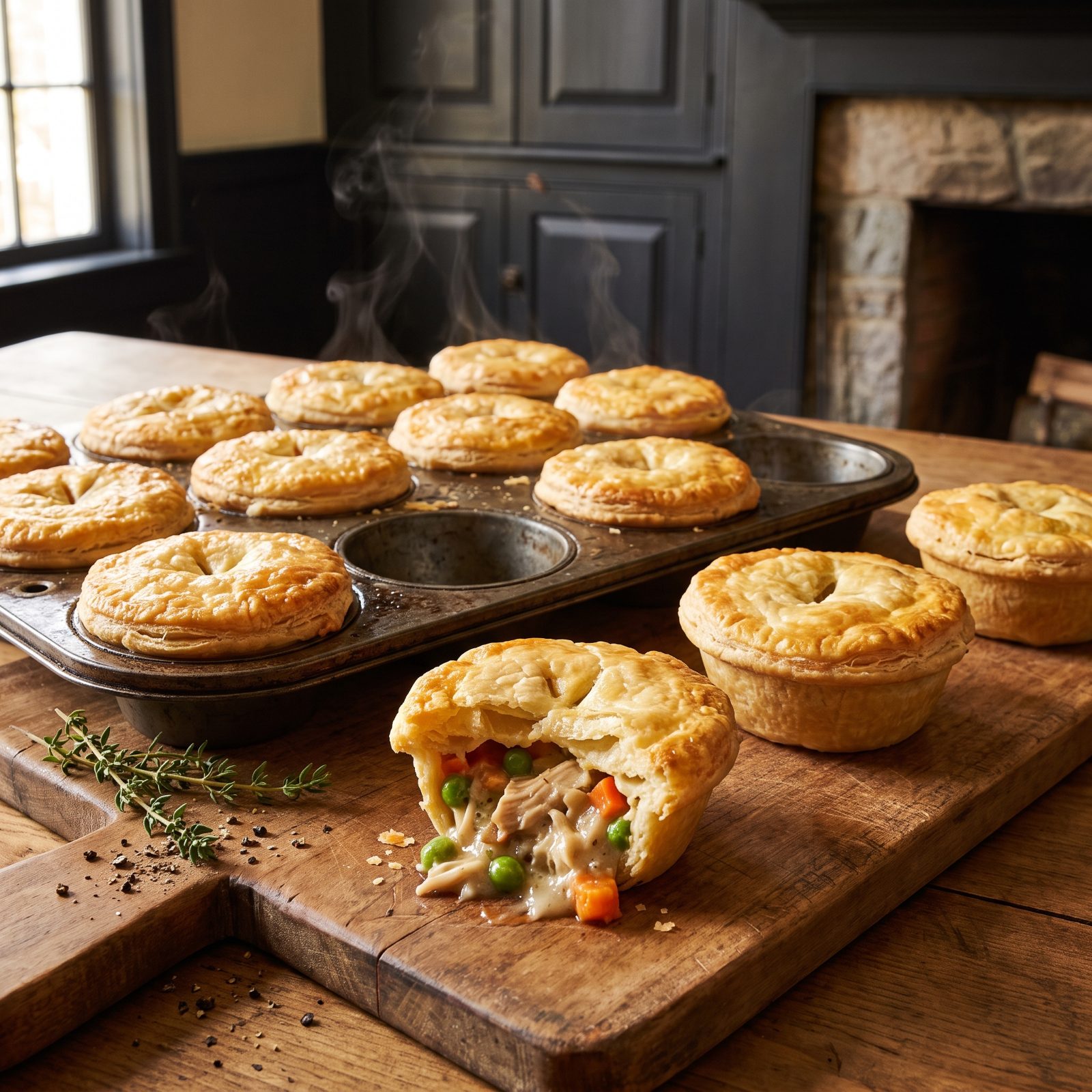 Mini Chicken Pot Pies in Muffin Tins