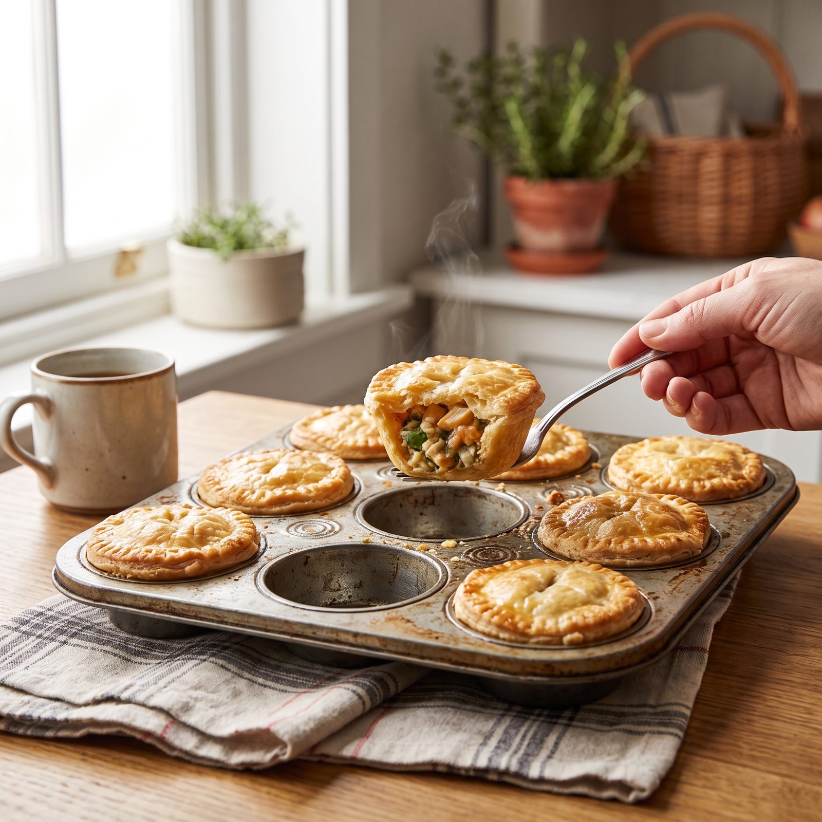 Mini Chicken Pot Pies in Muffin Tins