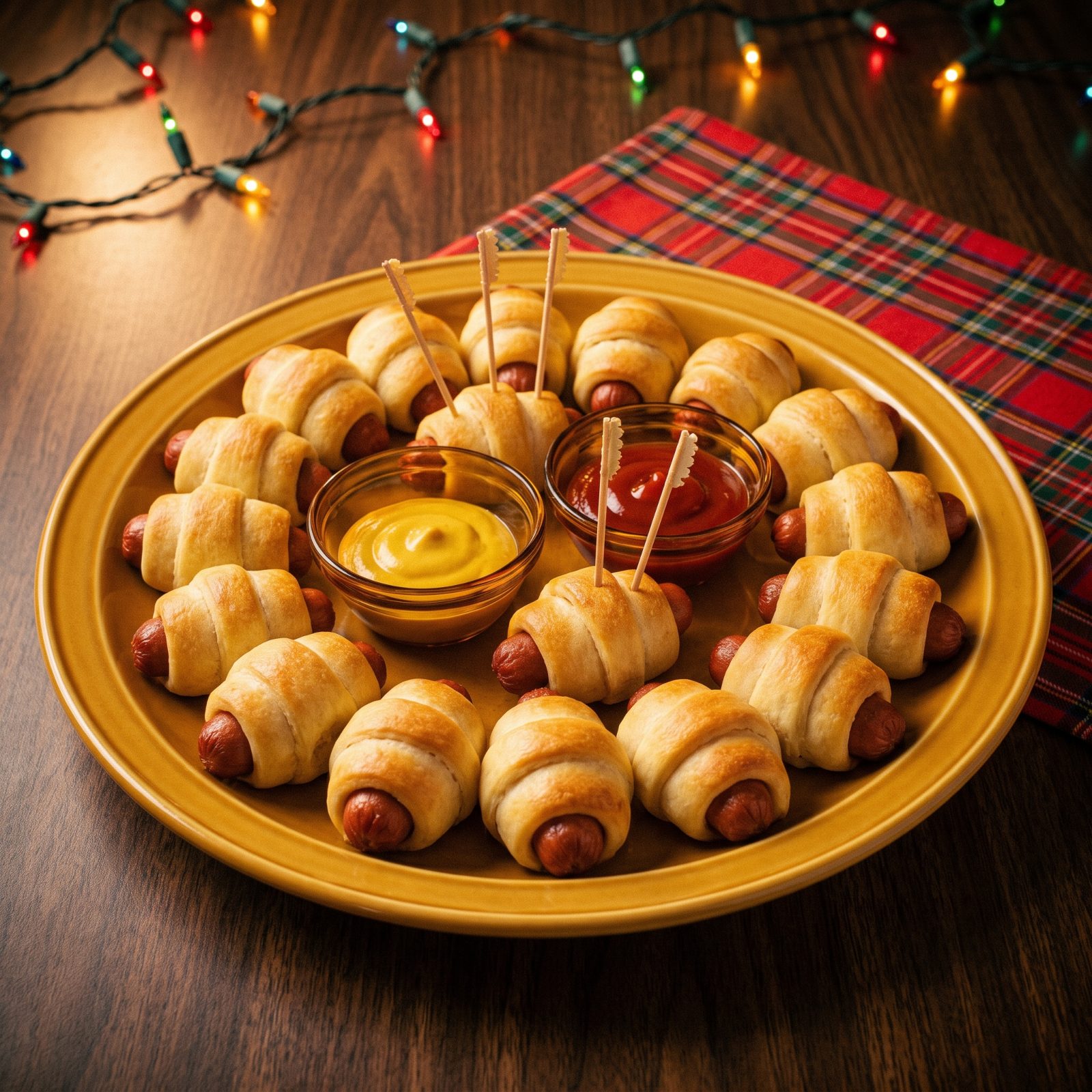 Mini Hot Dogs Tucked Into Crescent Roll Dough