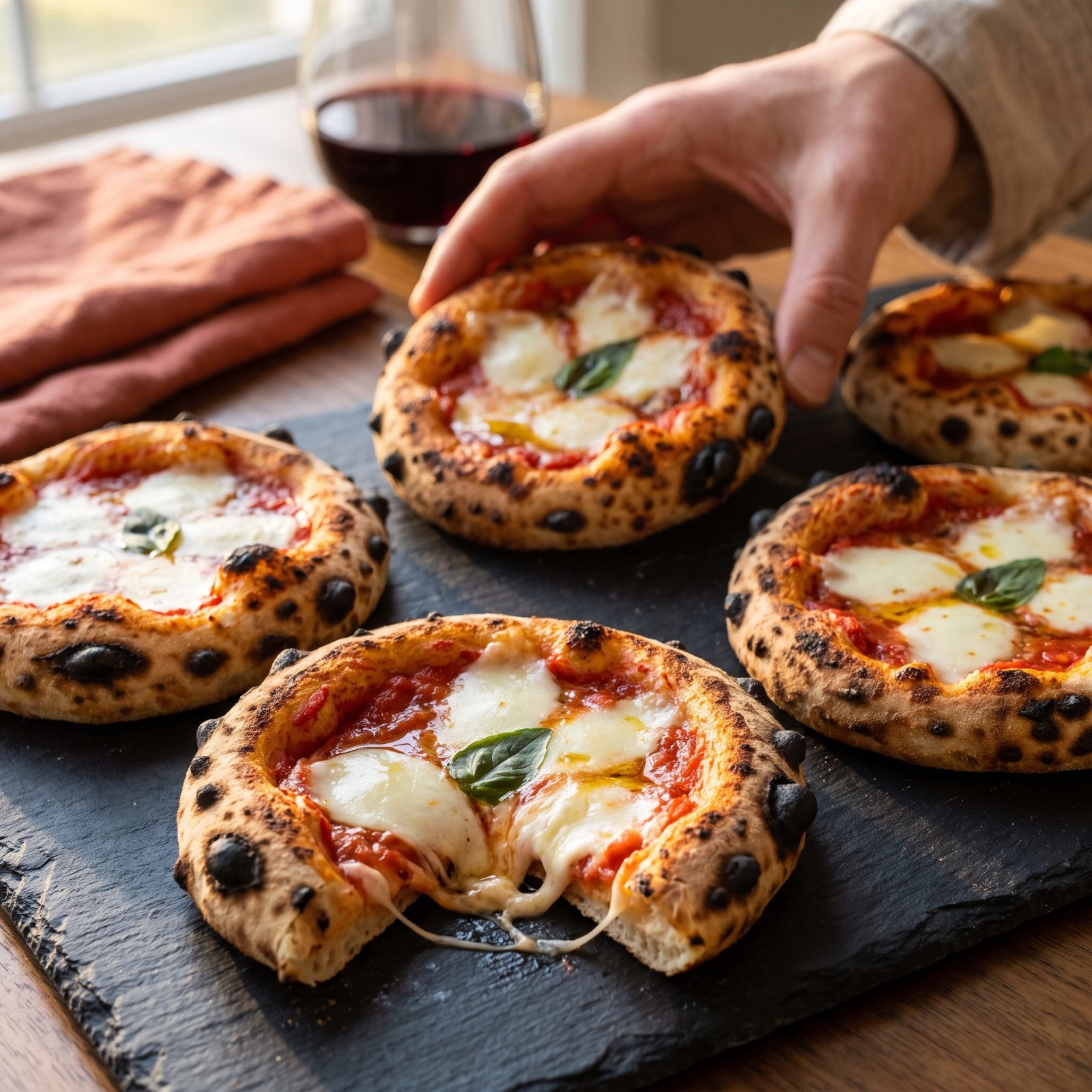 Mini Margherita Pizzas With Blistered Crusts