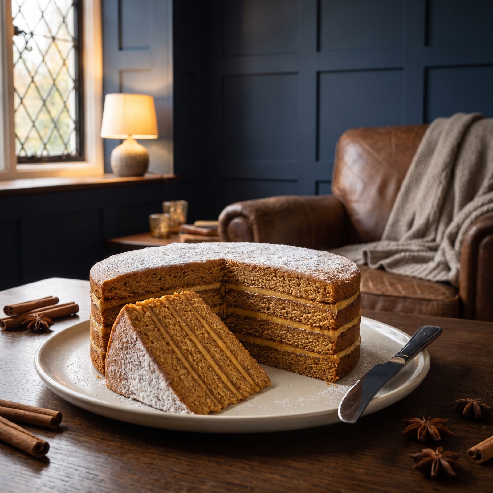 A Modest Spice Cake Hiding Six Thin Filling Layers