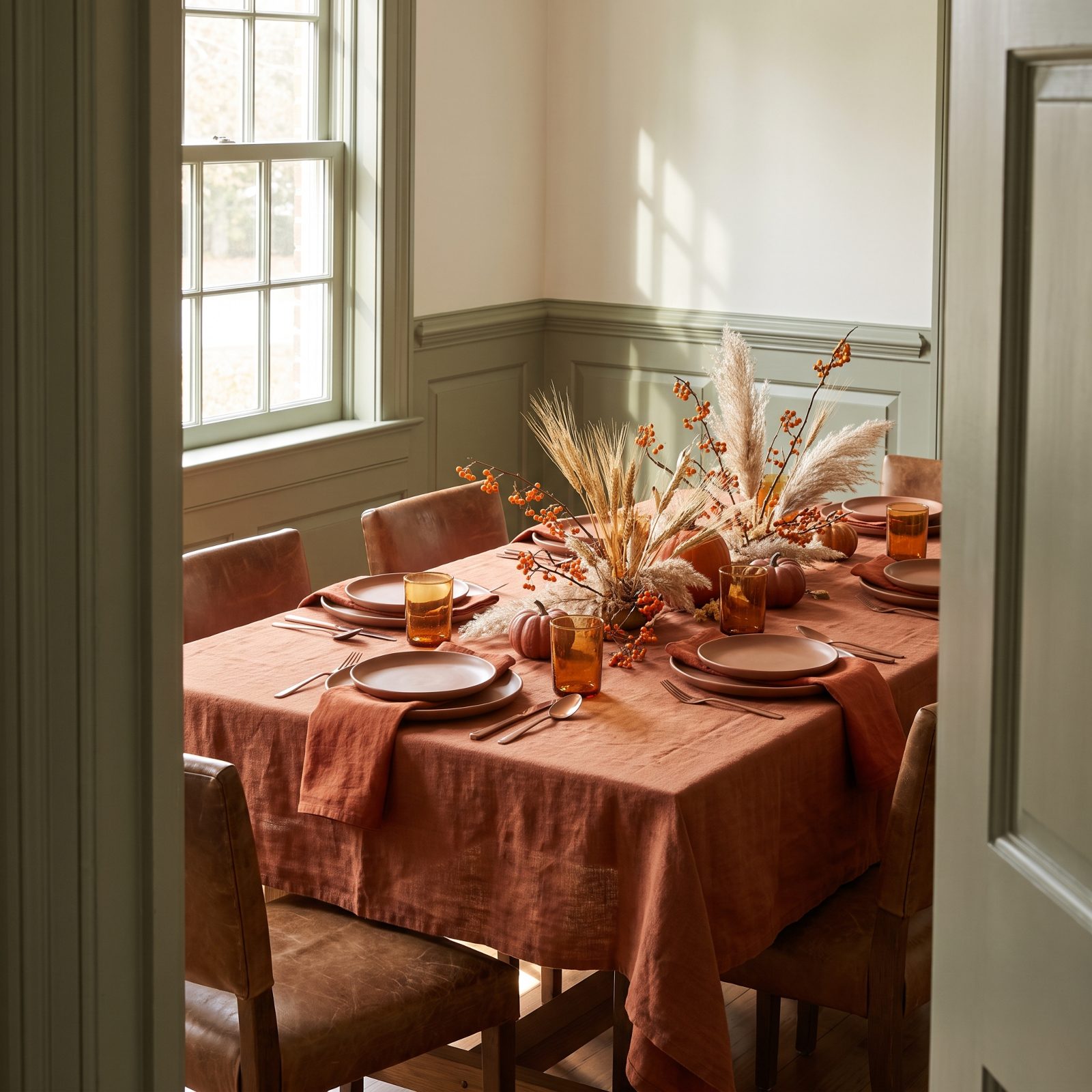 Monochrome Terracotta Thanksgiving Table