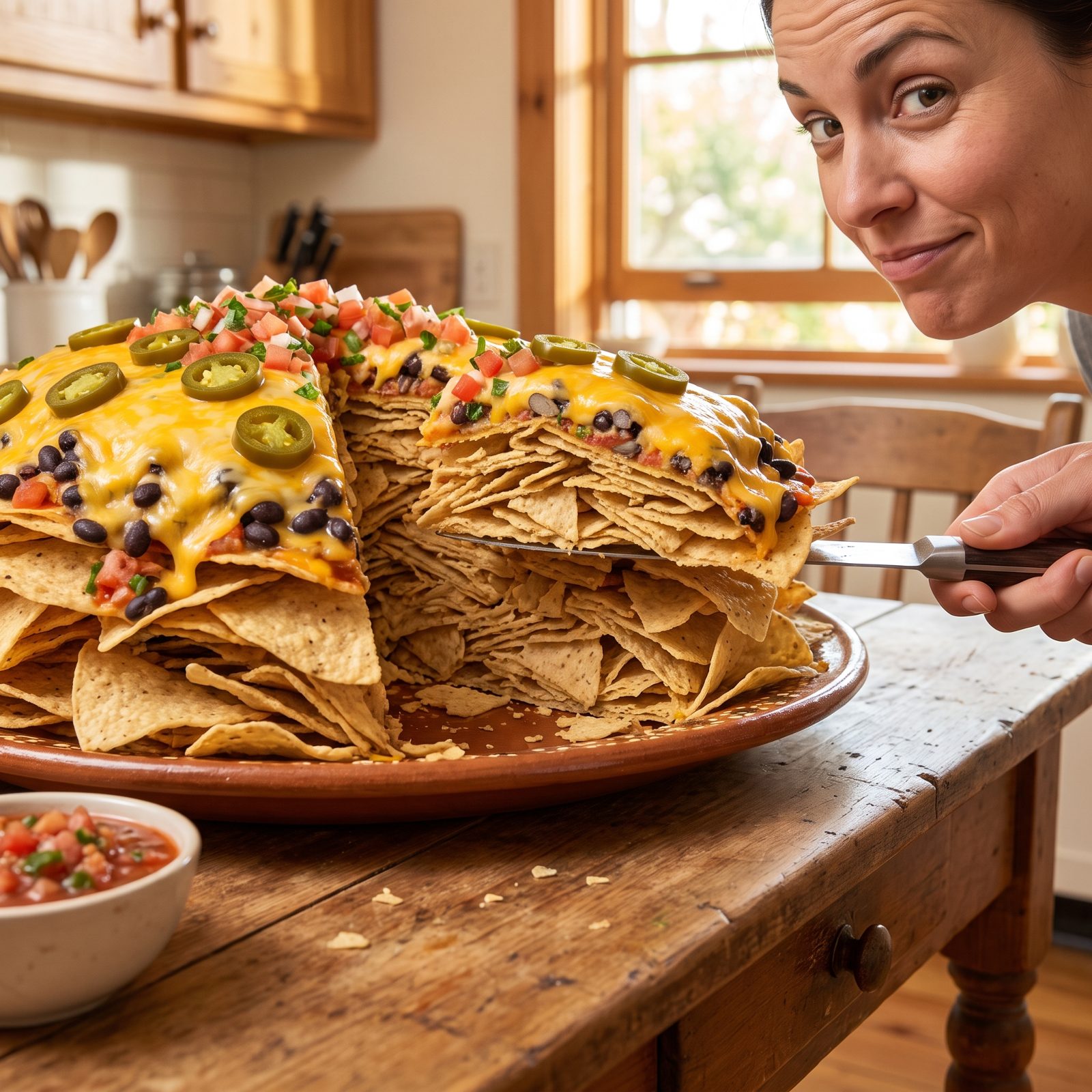 Nachos Built Too Tall to Eat Evenly