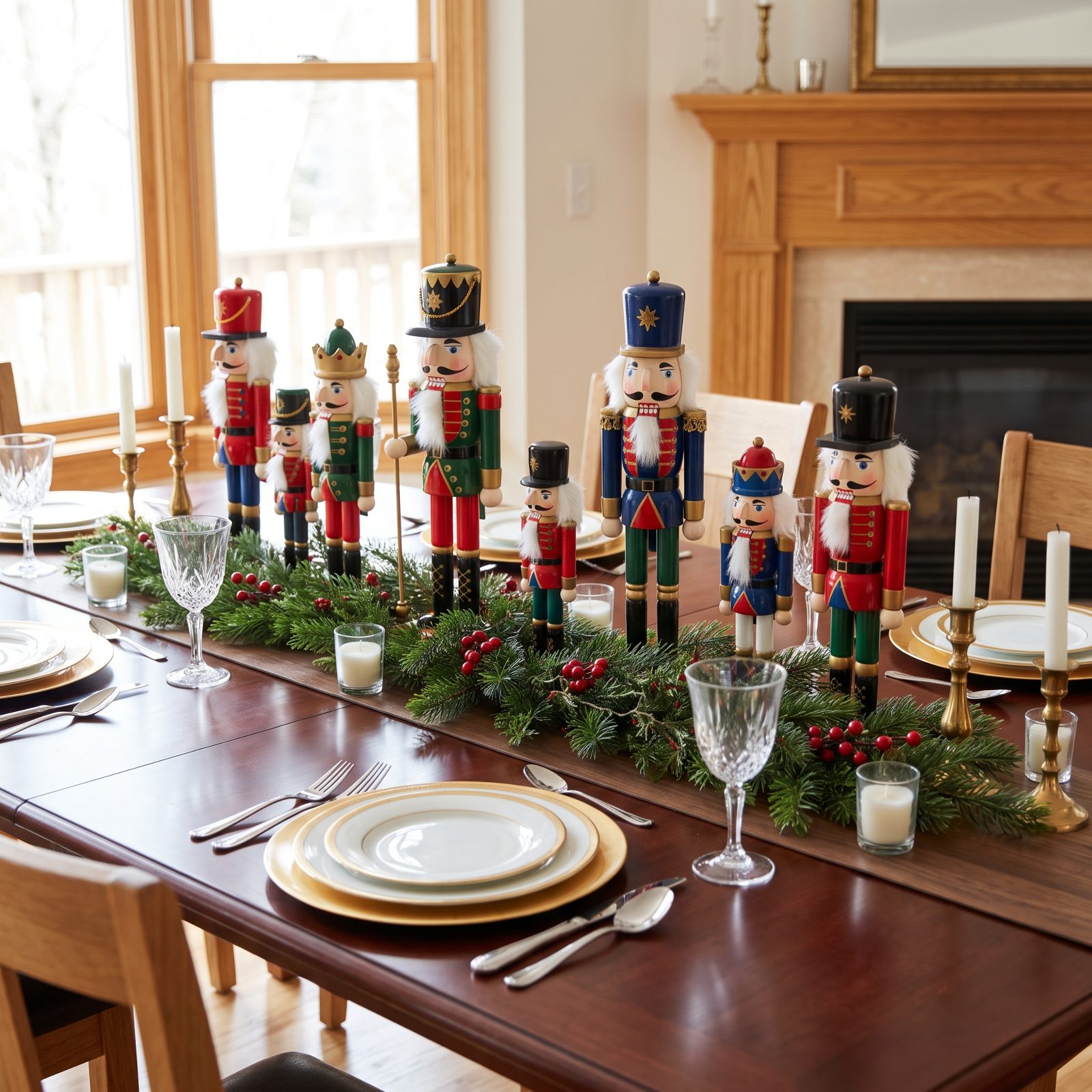 A Nutcracker Parade Standing Guard Down the Table