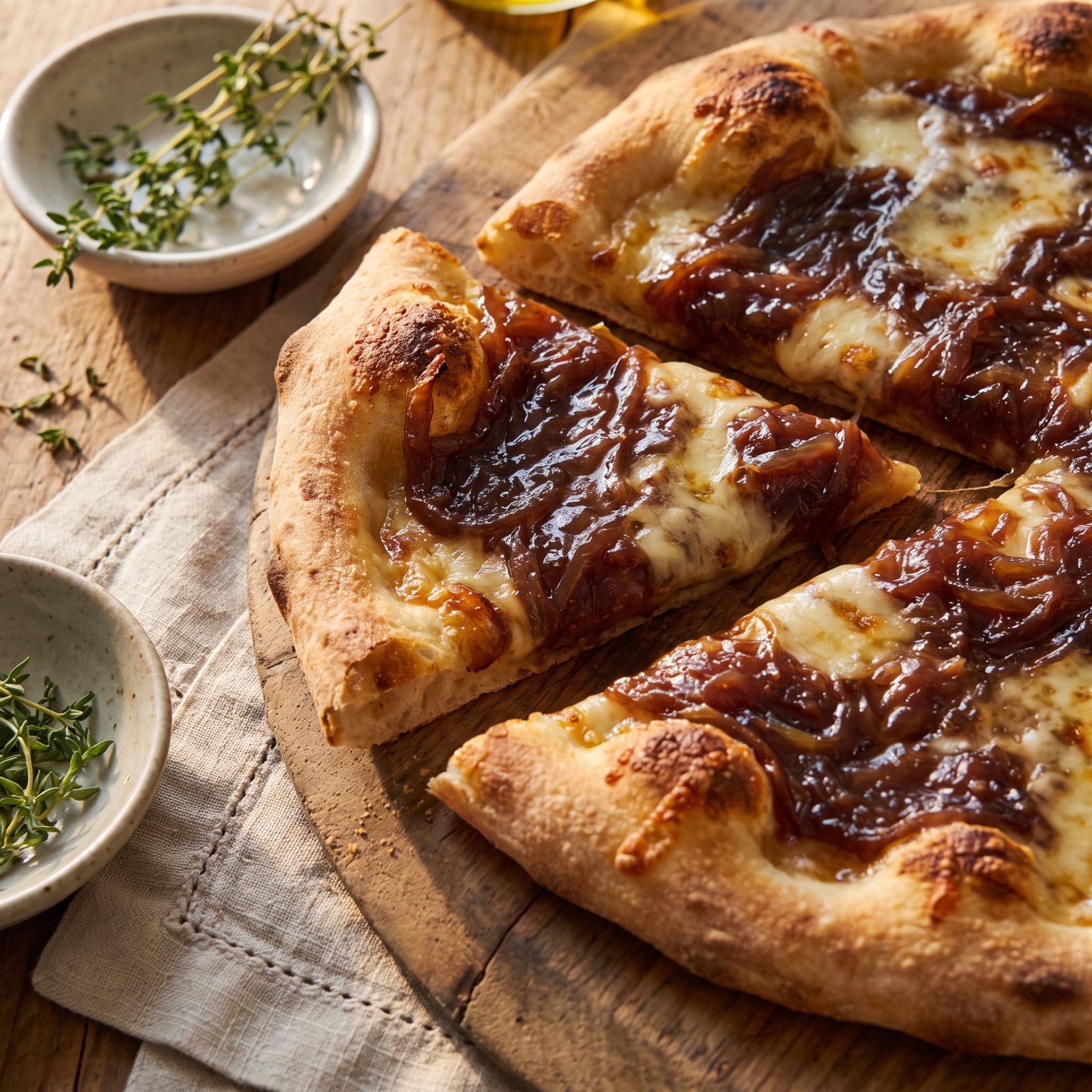 Onion Pizza With Slowly Caramelized Yellow Onions