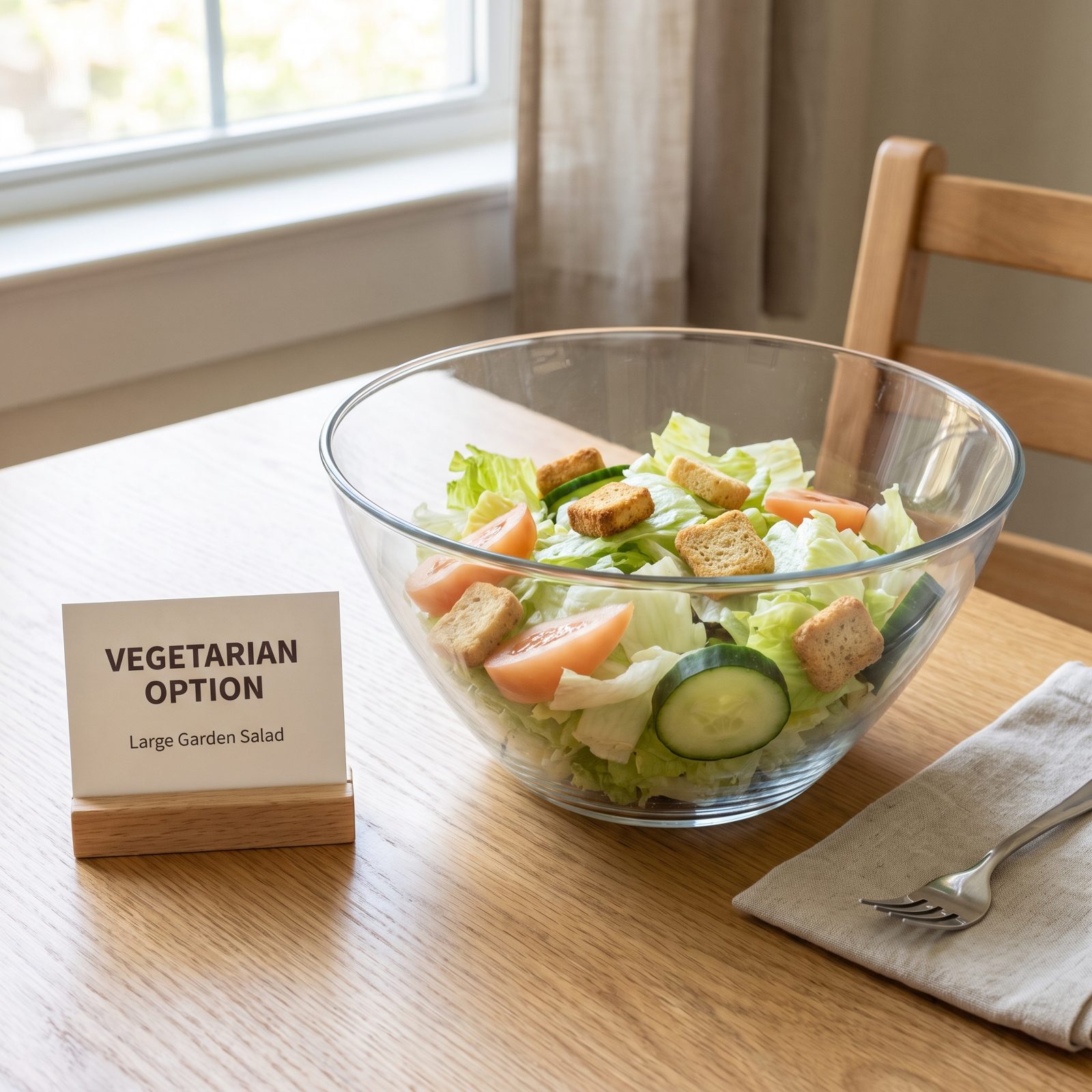 The Only Vegetarian Main Is a Side Salad Made Bigger