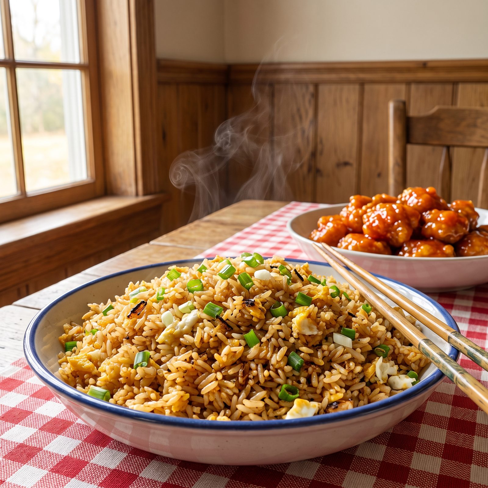 Orange Chicken Upstaged by Scallion Fried Rice