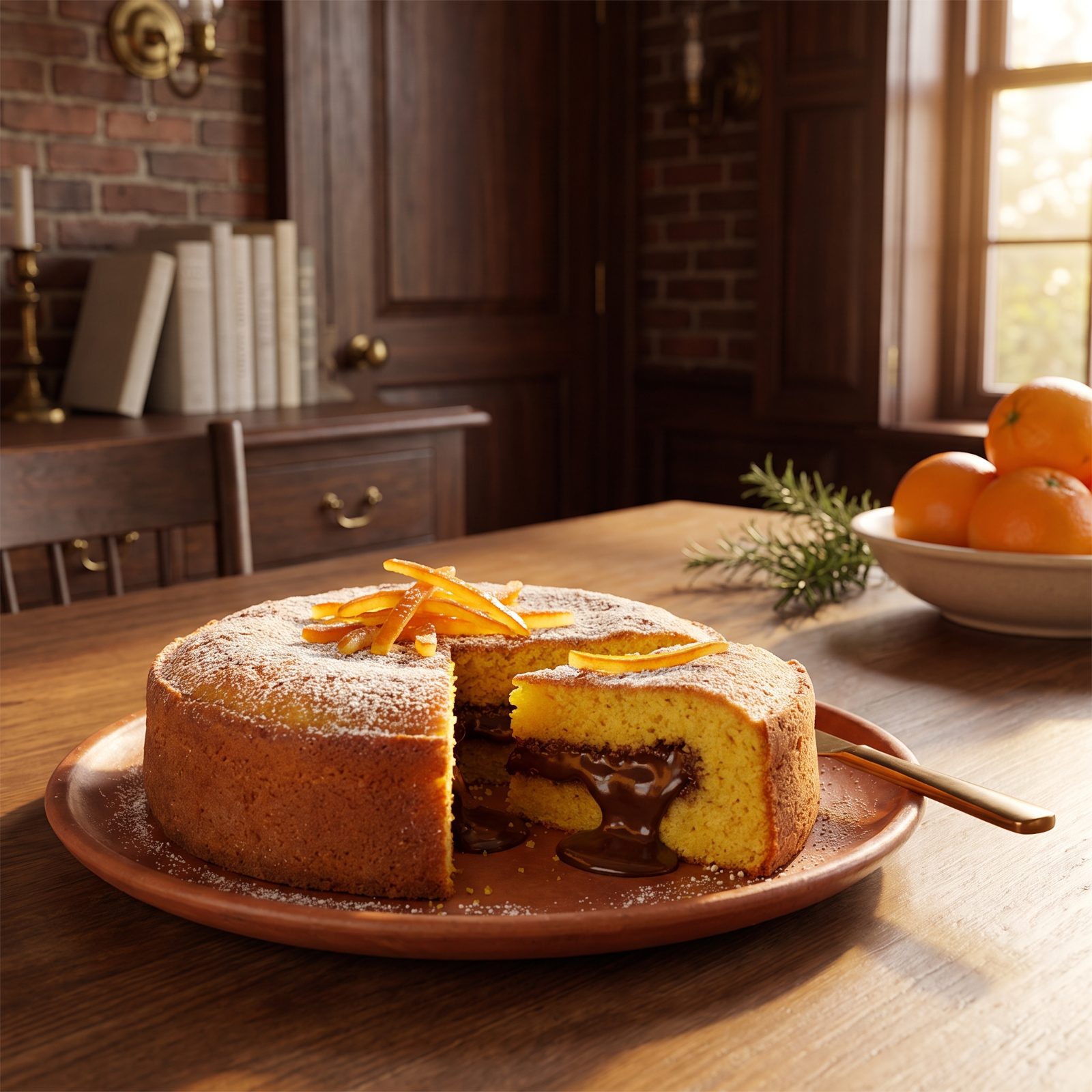 Orange Polenta Cake With a Dark Chocolate Heart