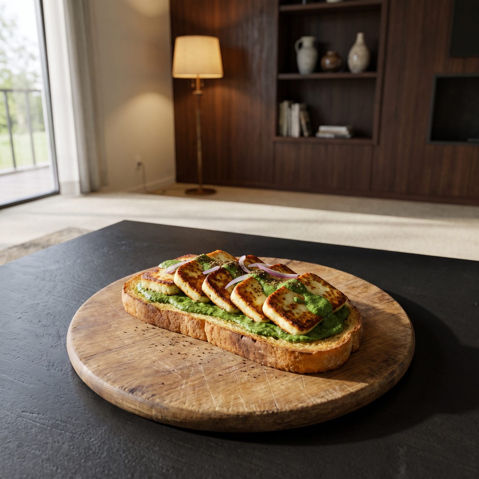 Paneer and Green Chutney on Toast