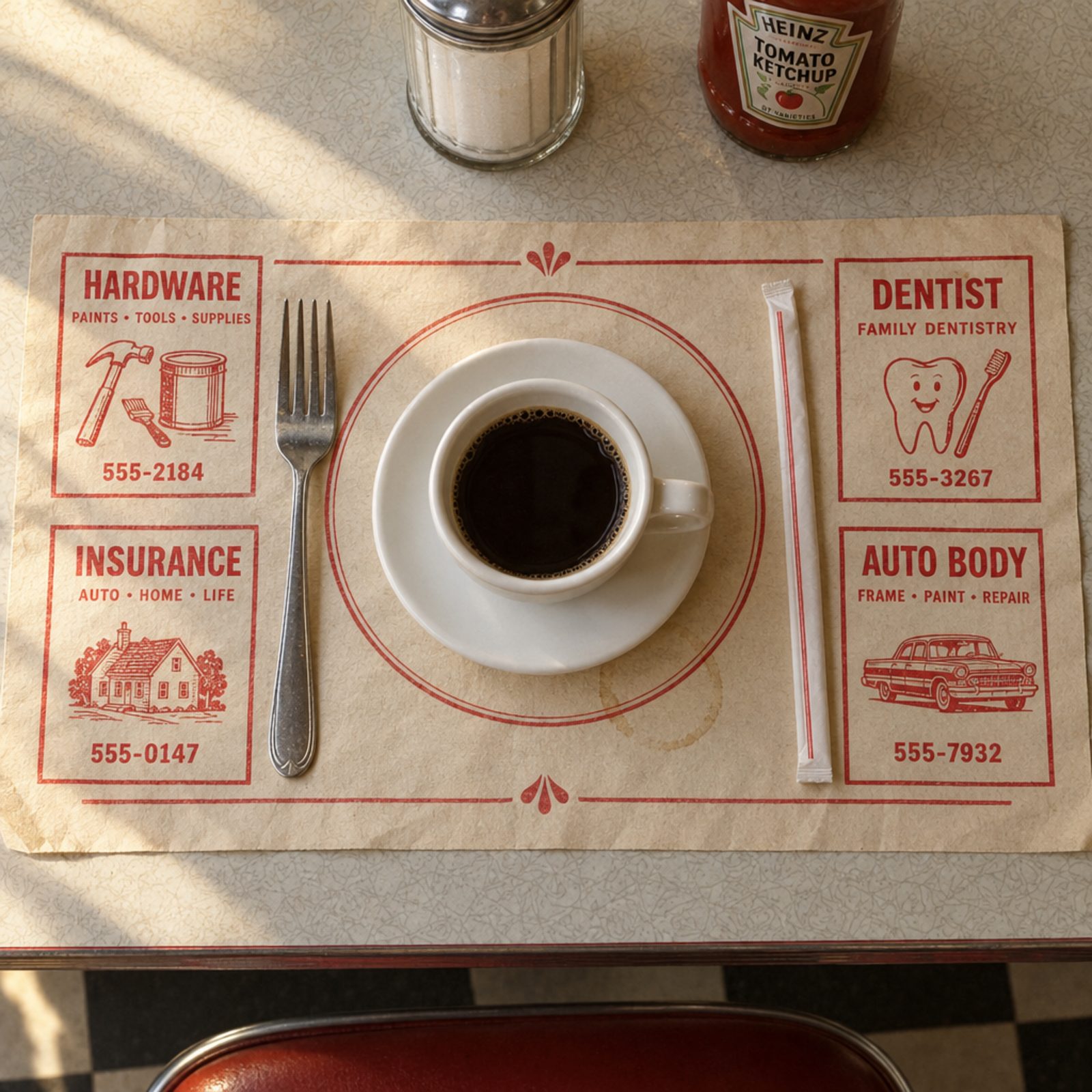 Paper Placemats That Doubled as the Local Yellow Pages