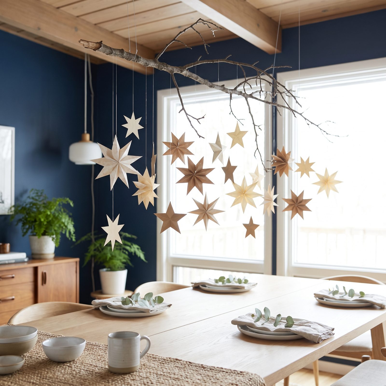 Paper Stars Hung From a Bare Branch