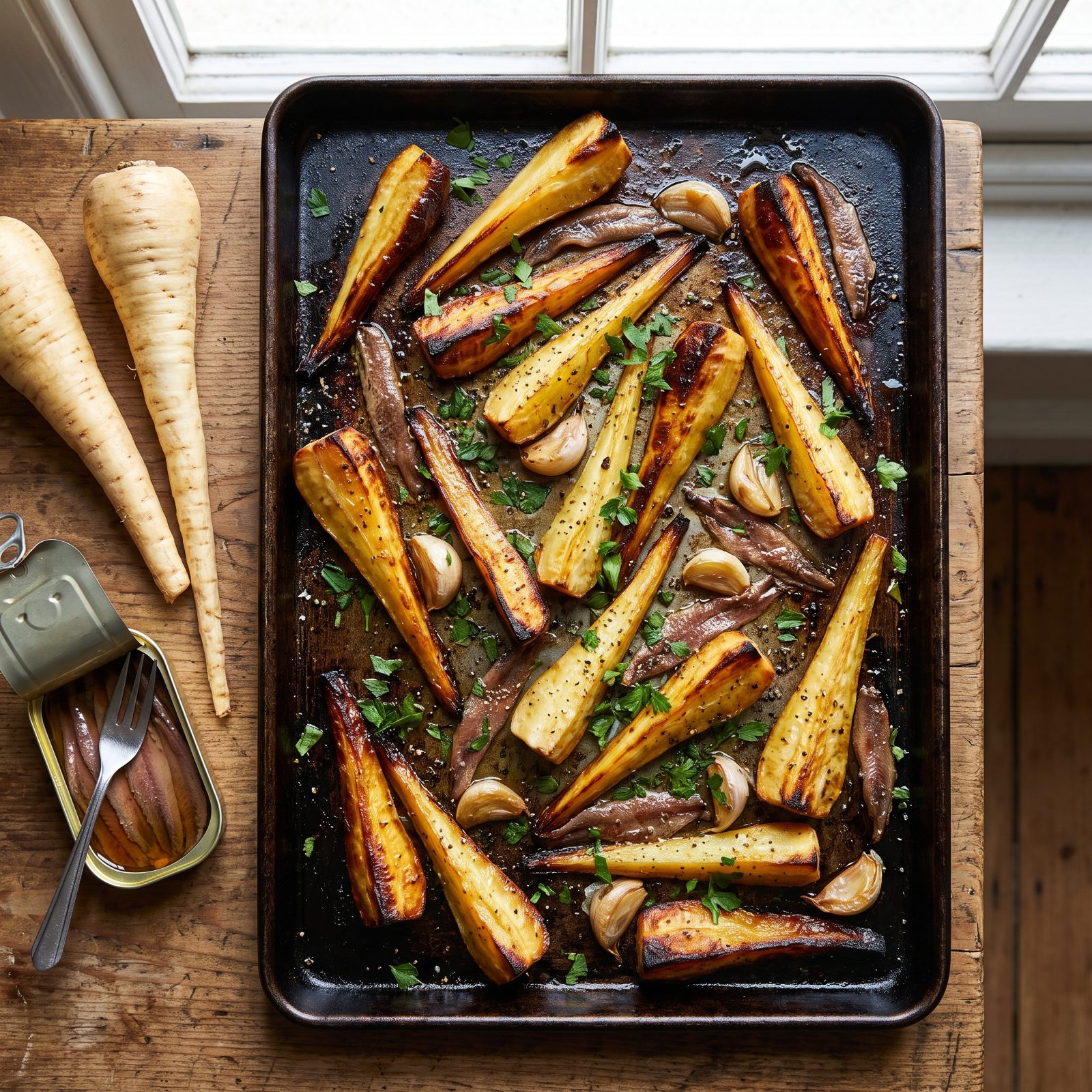Parsnips and Anchovies Roasted With Garlic