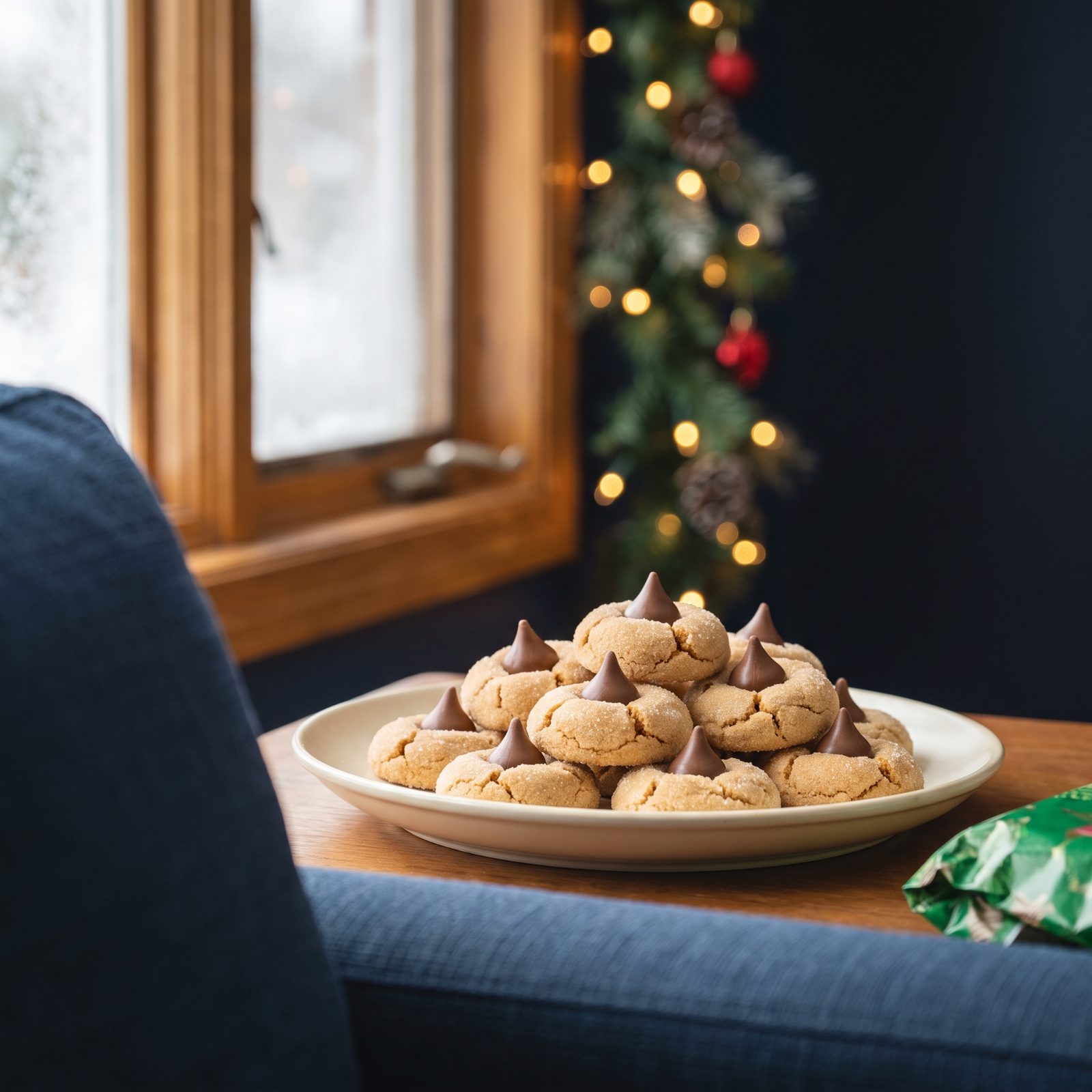 Peanut Butter Blossoms Without Holiday Decorations