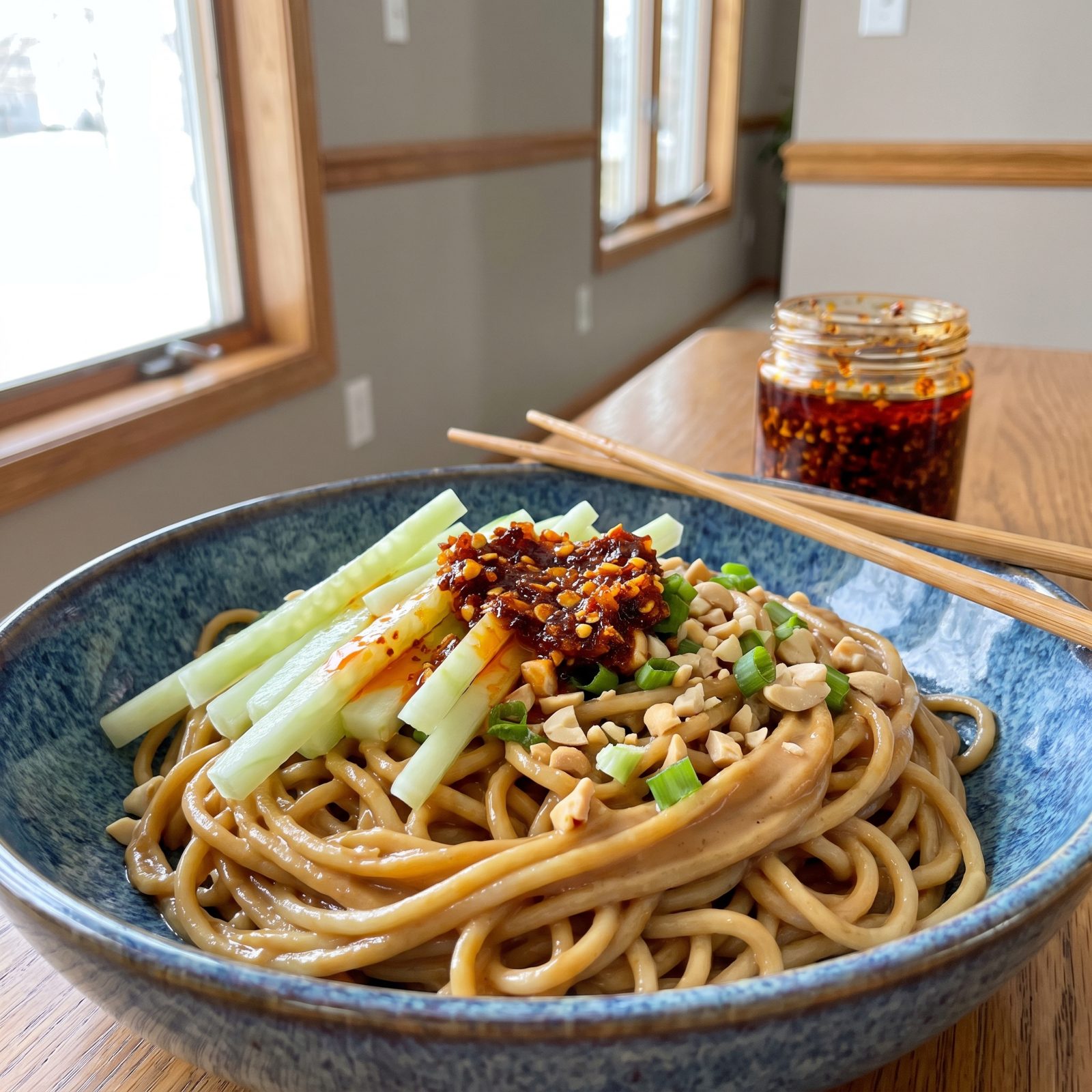 Peanut Noodles With Cucumber and Chili Crisp
