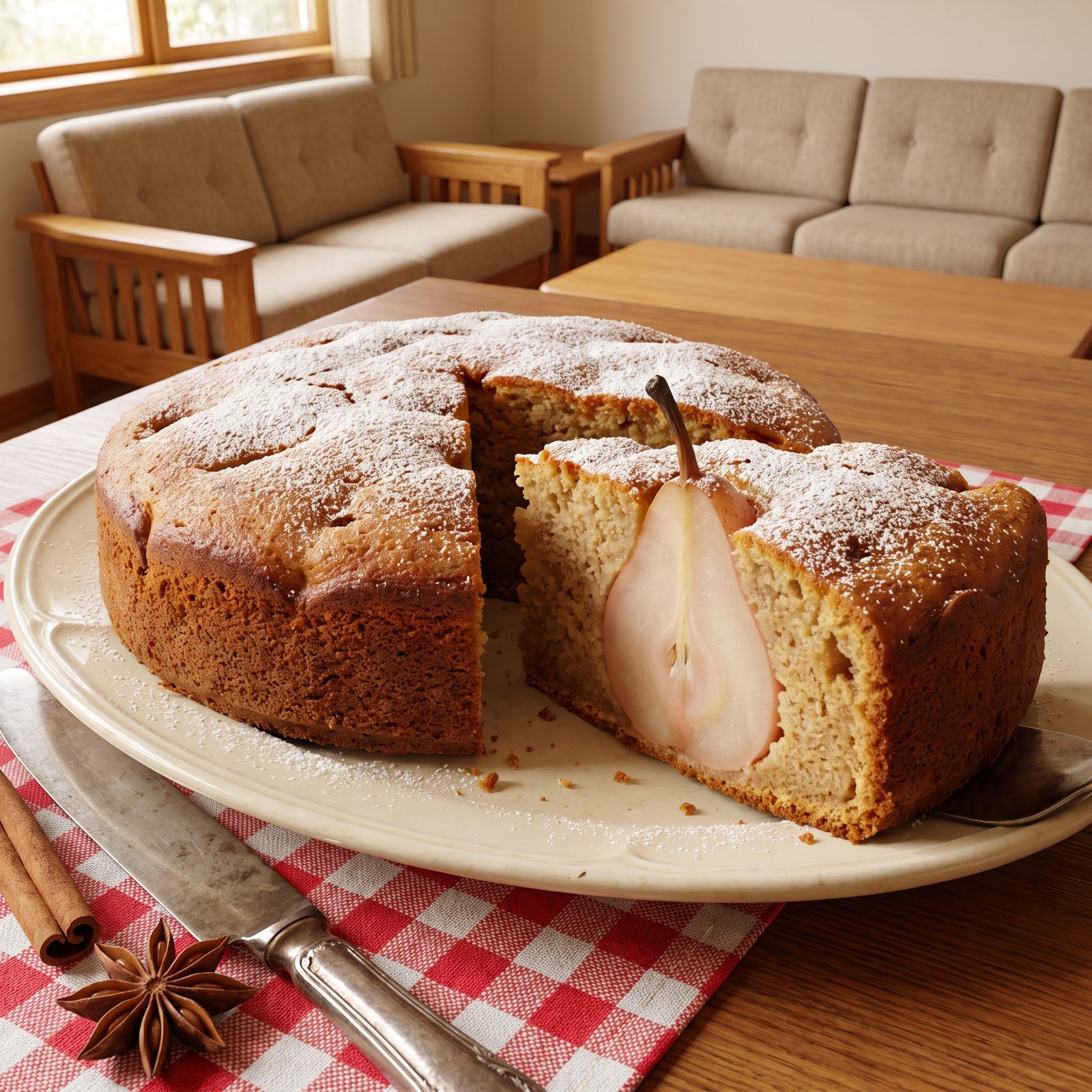 Pear Cake With Whole Poached Pears Tucked Inside