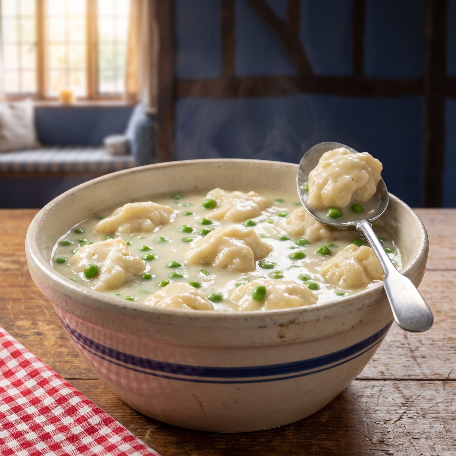 Peas and Dumplings in Cream Sauce