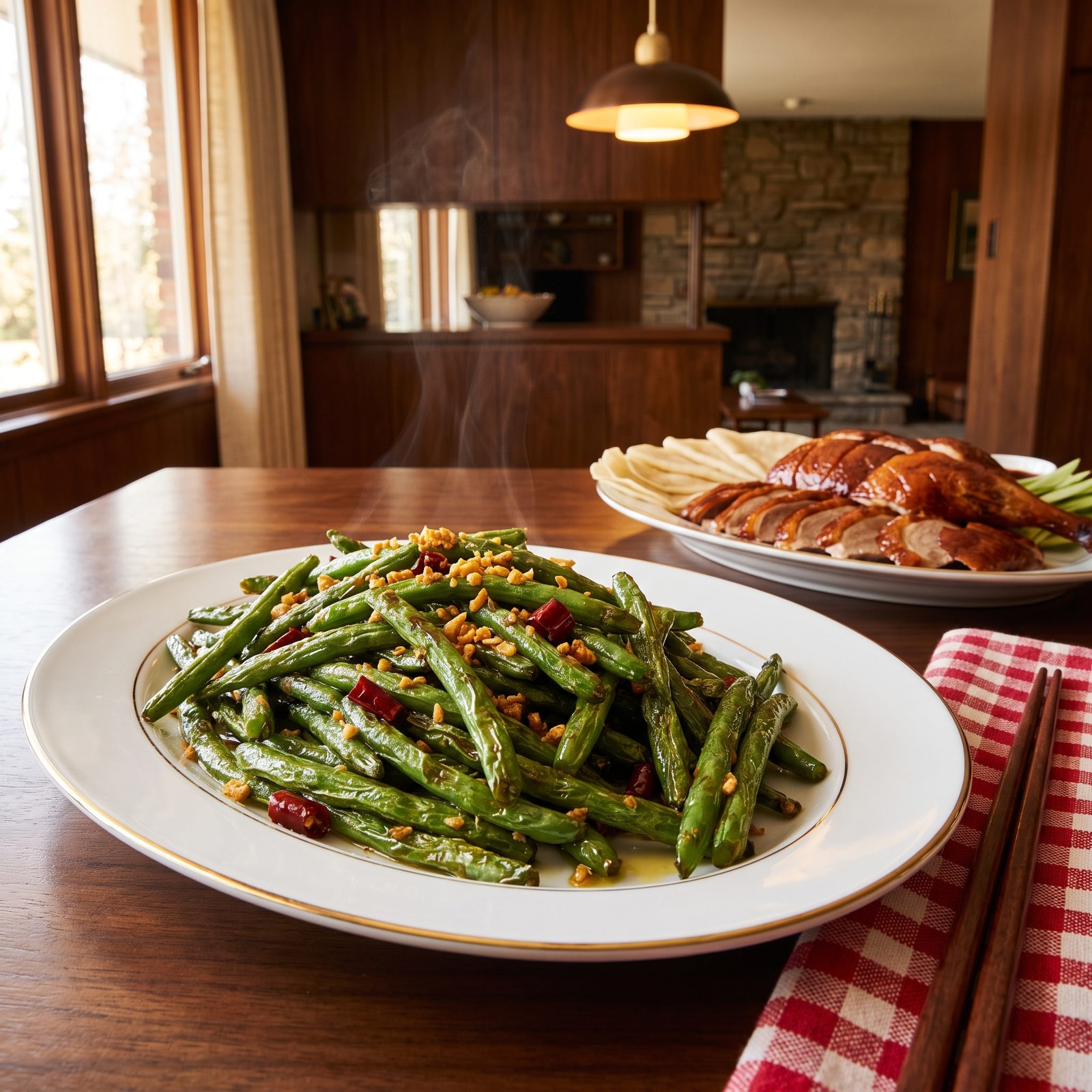 Peking Duck Upstaged by Garlicky Green Beans