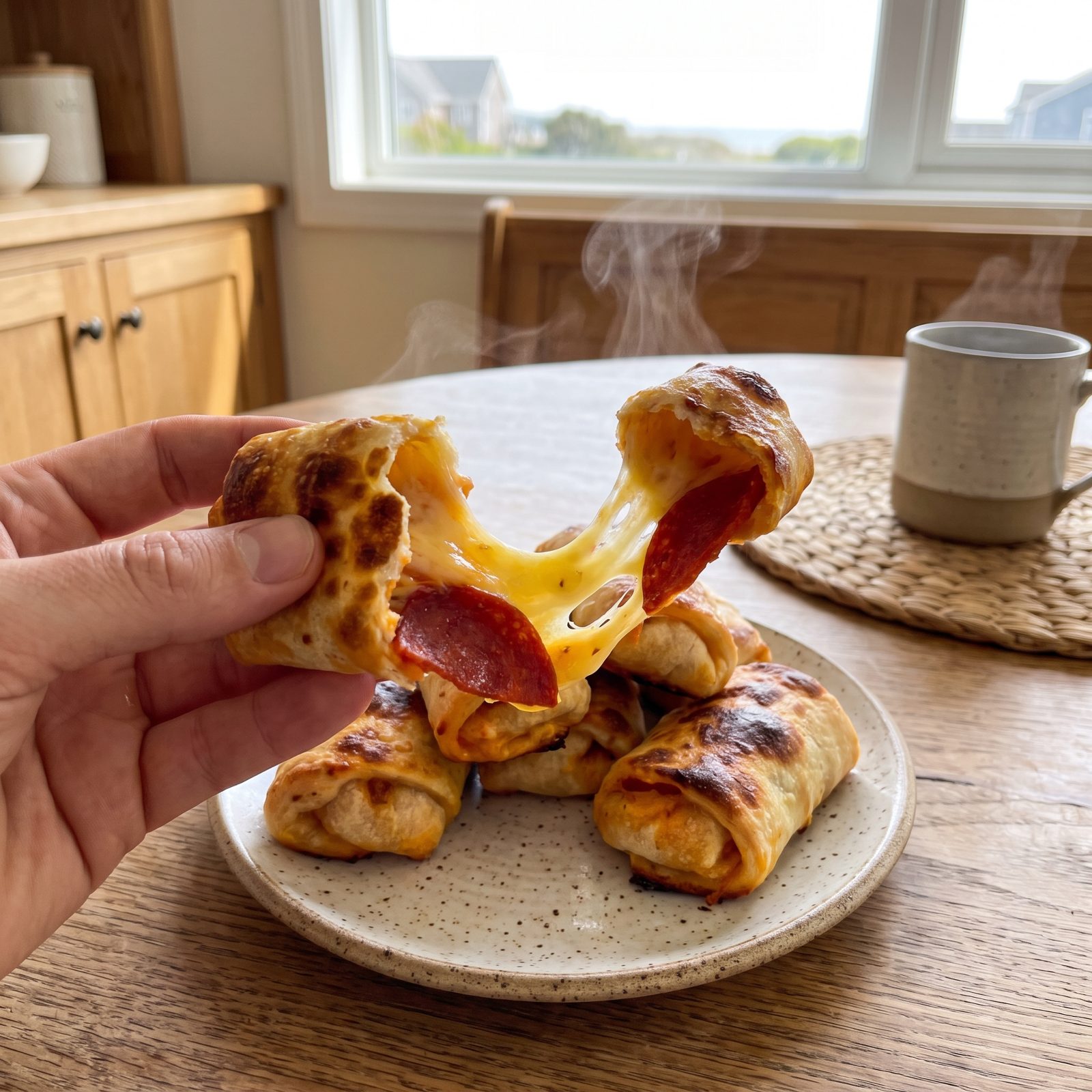 Pepperoni Pizza Rolls, Dangerously Hot From the Toaster Oven