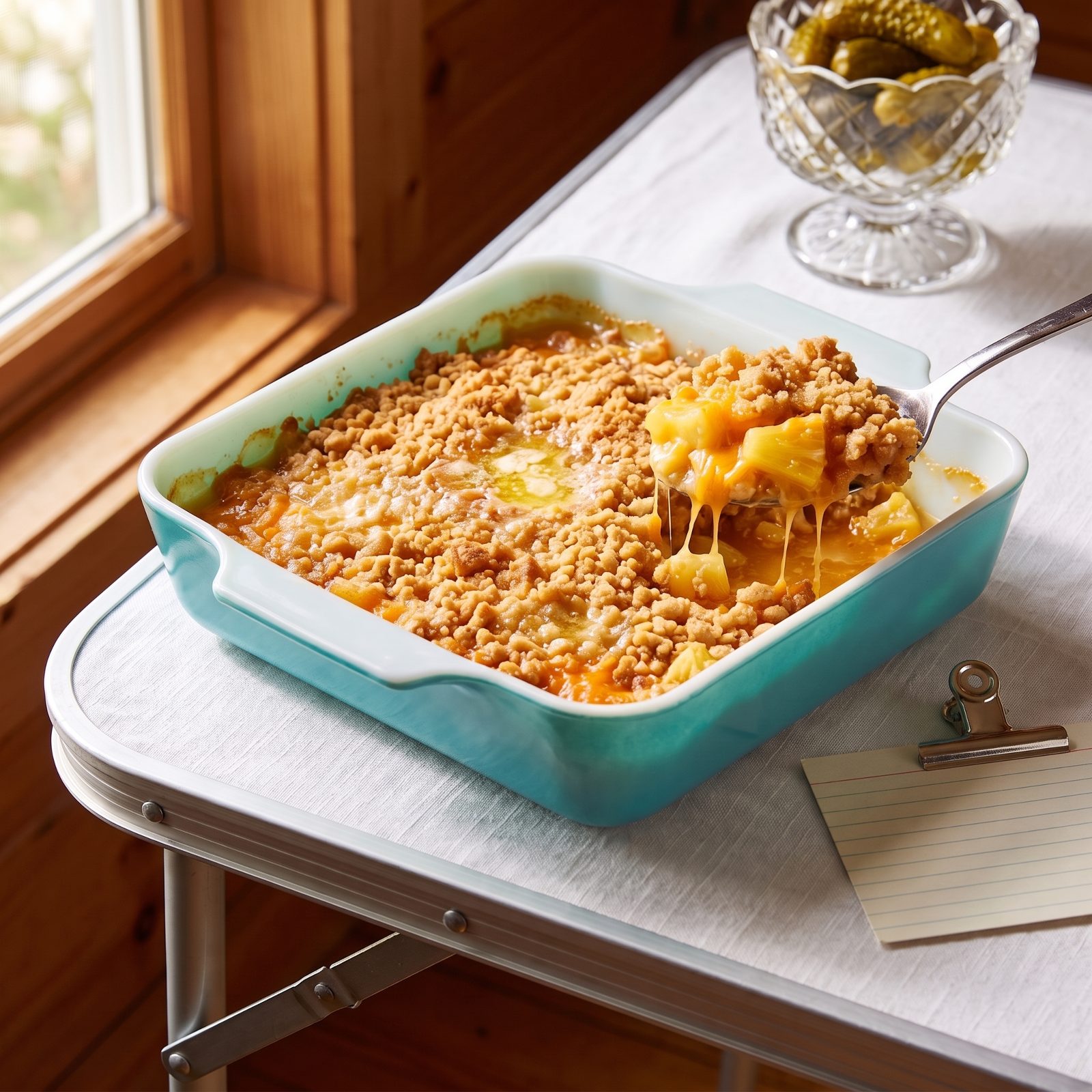 Pineapple Cheese Casserole With Buttery Cracker Crumbs