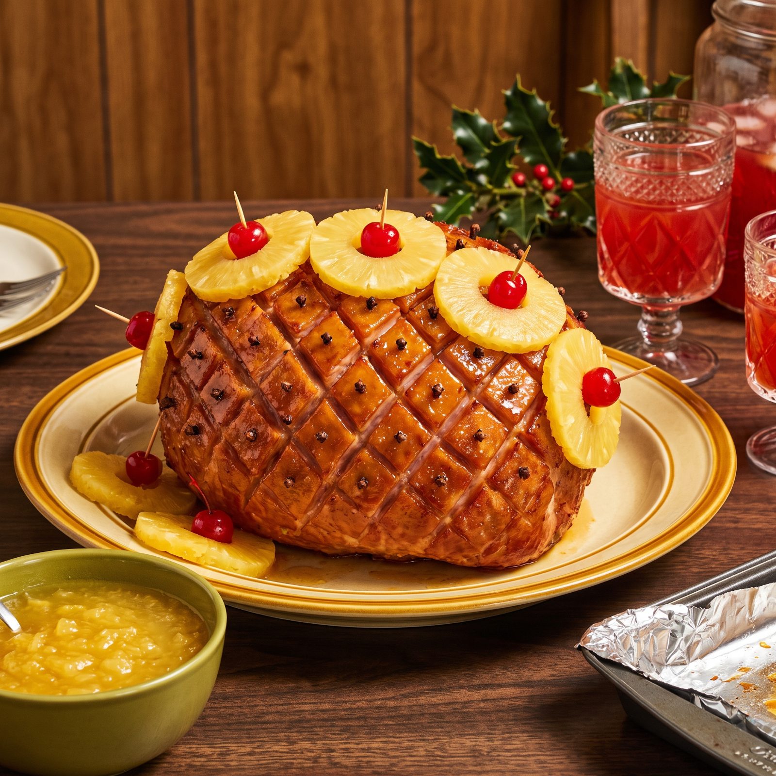 Pineapple-Glazed Ham Studded With Cloves