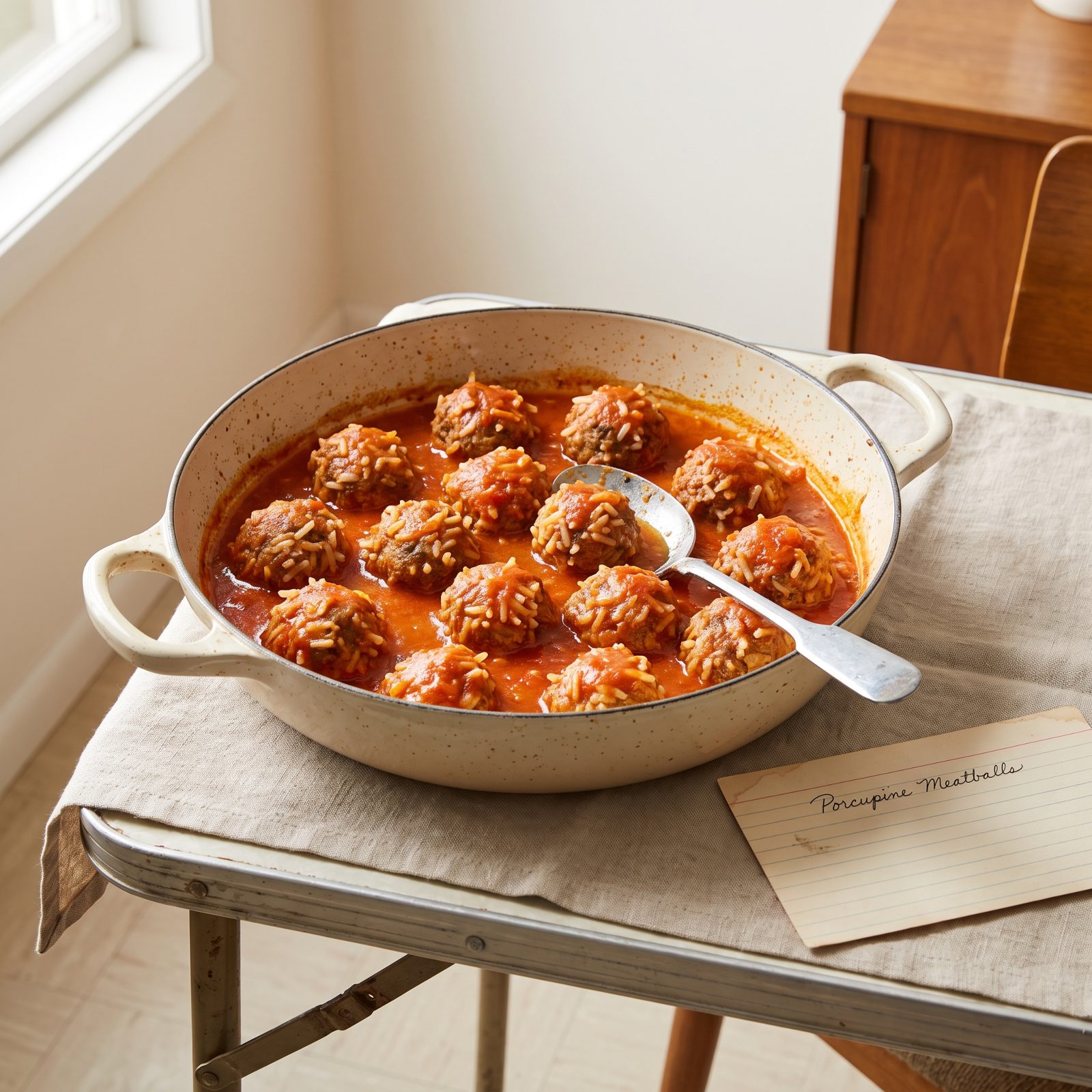 Porcupine Meatballs Made With Rice and Tomato Sauce