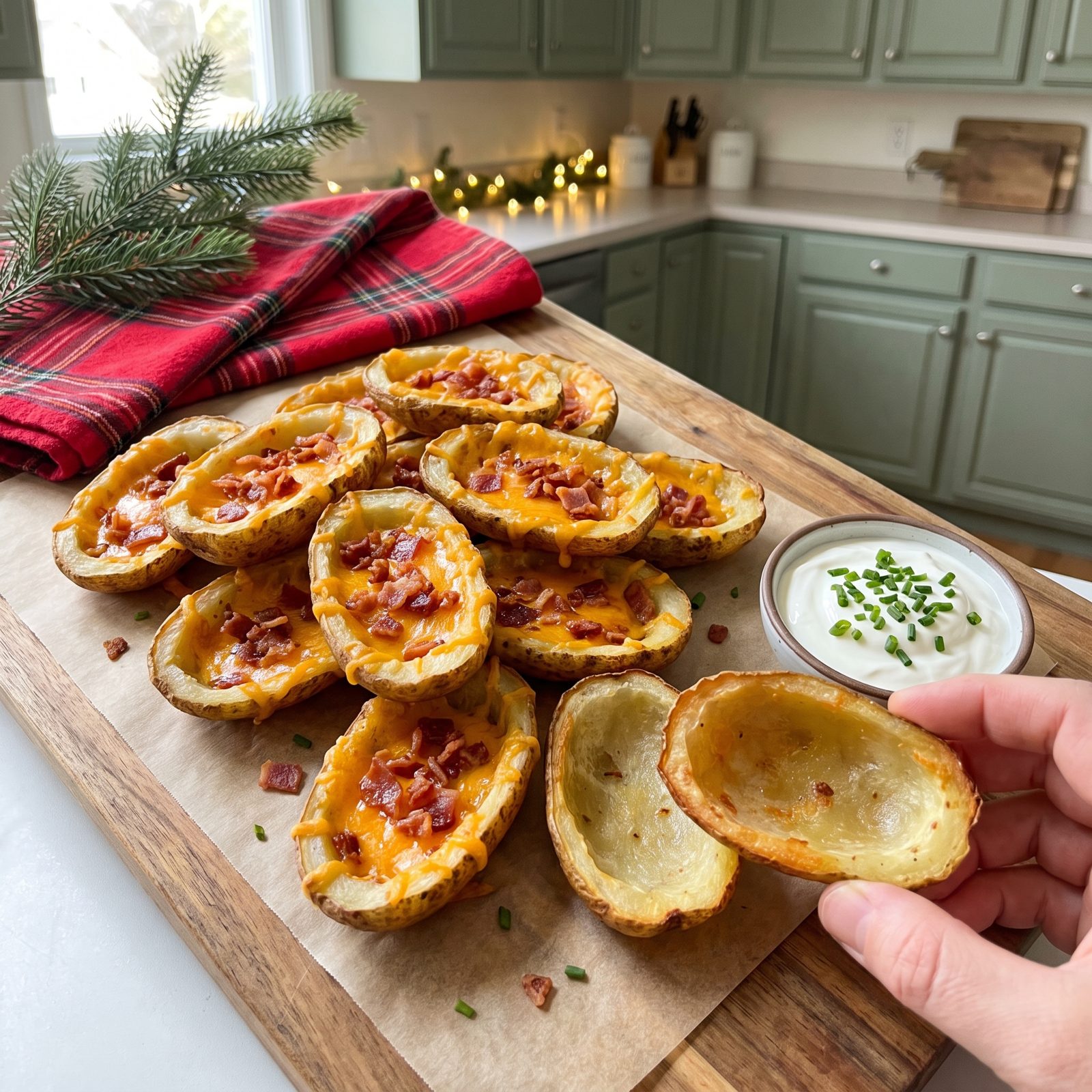 Potato Skins Loaded With Cheddar and Bacon
