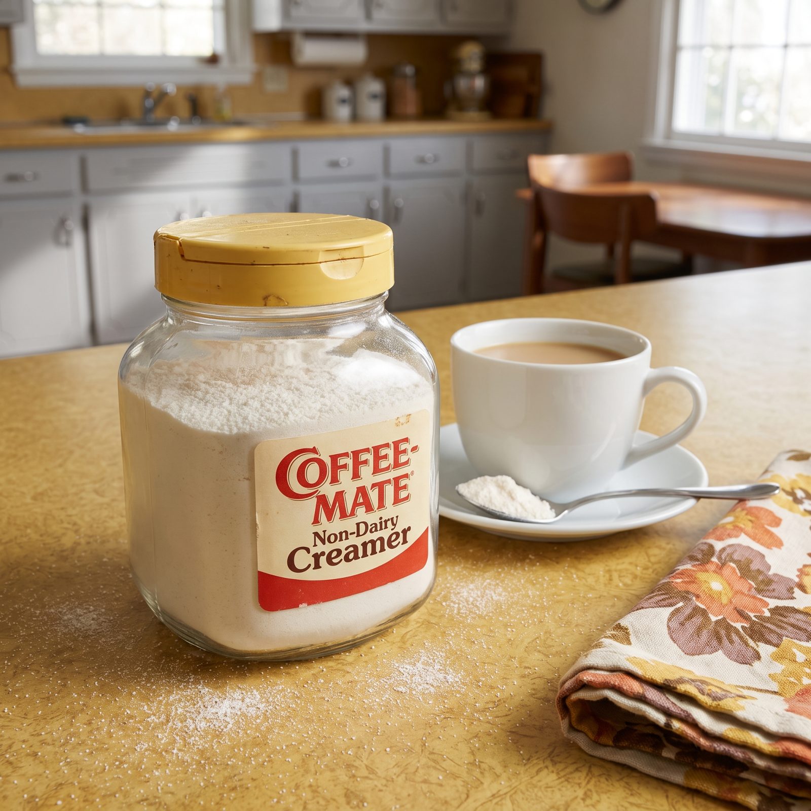 Powdered Coffee-Mate in the Flip-Top Jar
