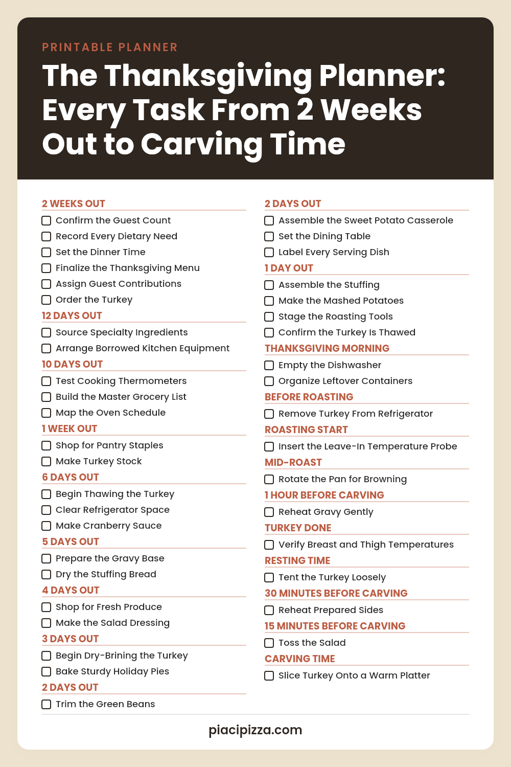 The Thanksgiving Planner: Every Task From 2 Weeks Out to Carving Time - printable planner