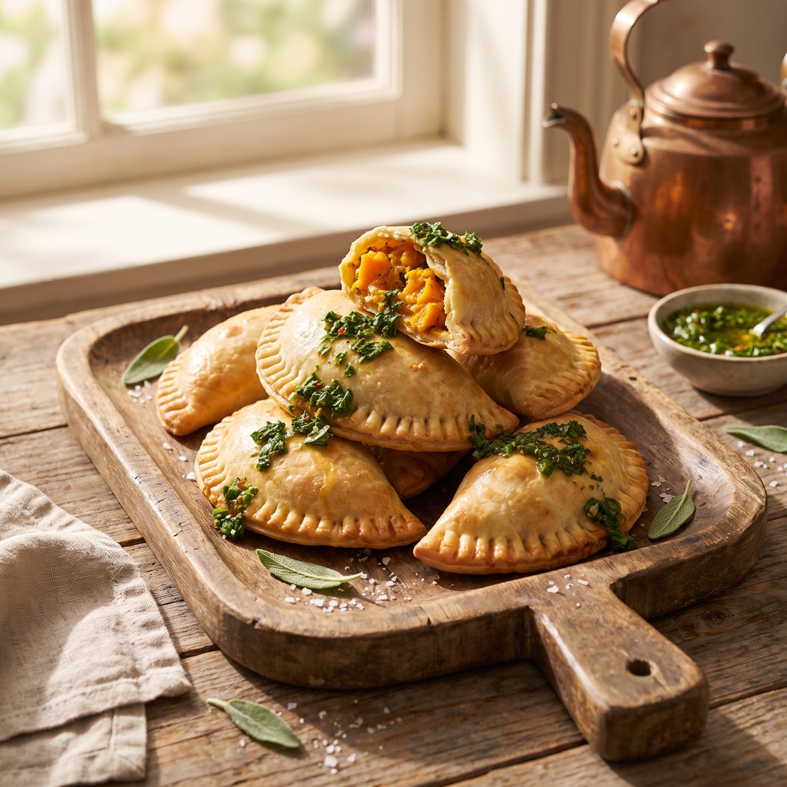 Pumpkin-Sage Empanadas With Chimichurri