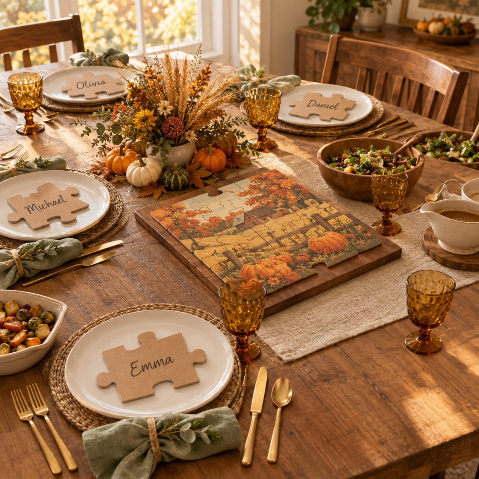 Puzzle-Piece Place Cards That Find Your Seat