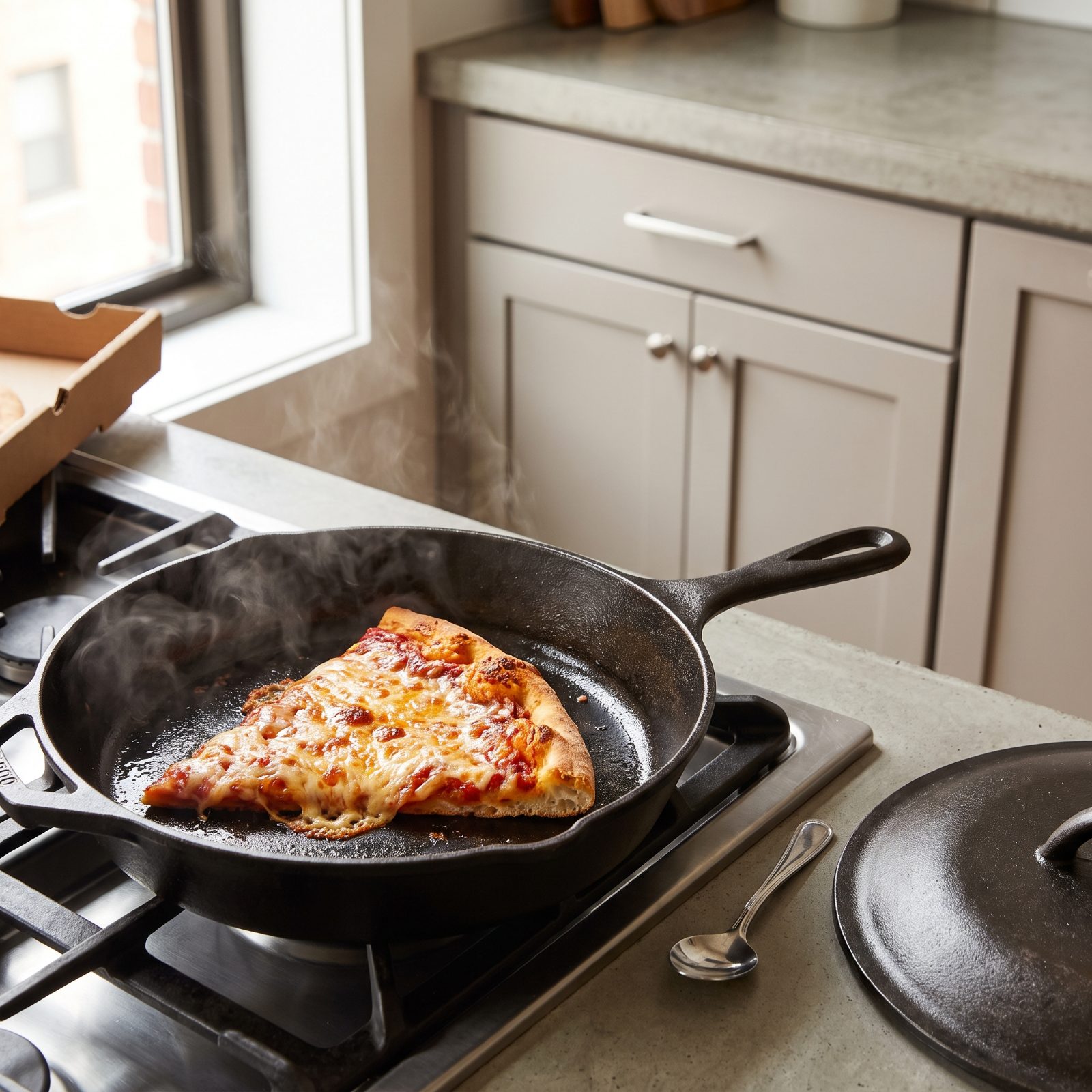 Reheat Pizza With a Spoonful of Water and a Lid