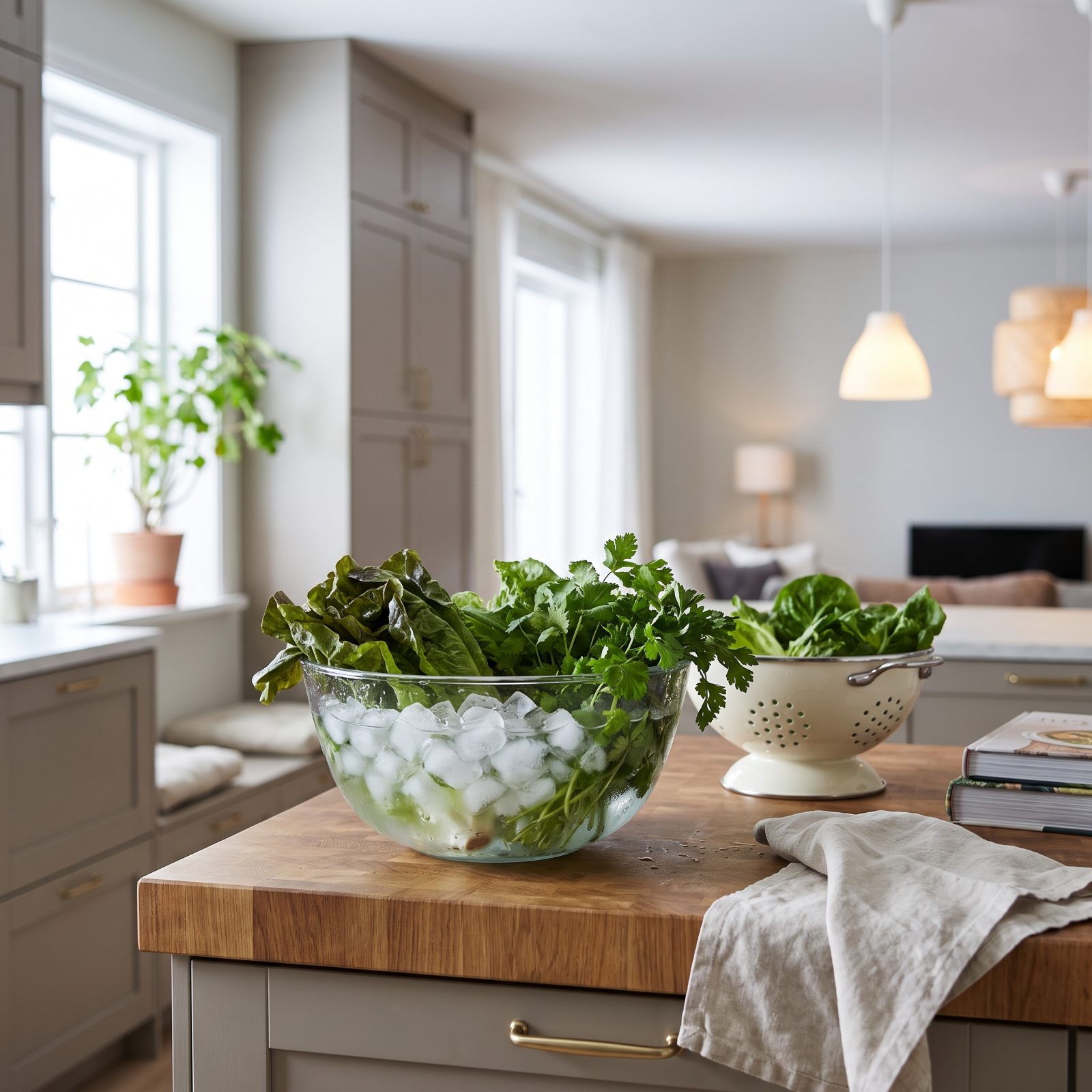 Reviving Wilted Greens in Ice Water
