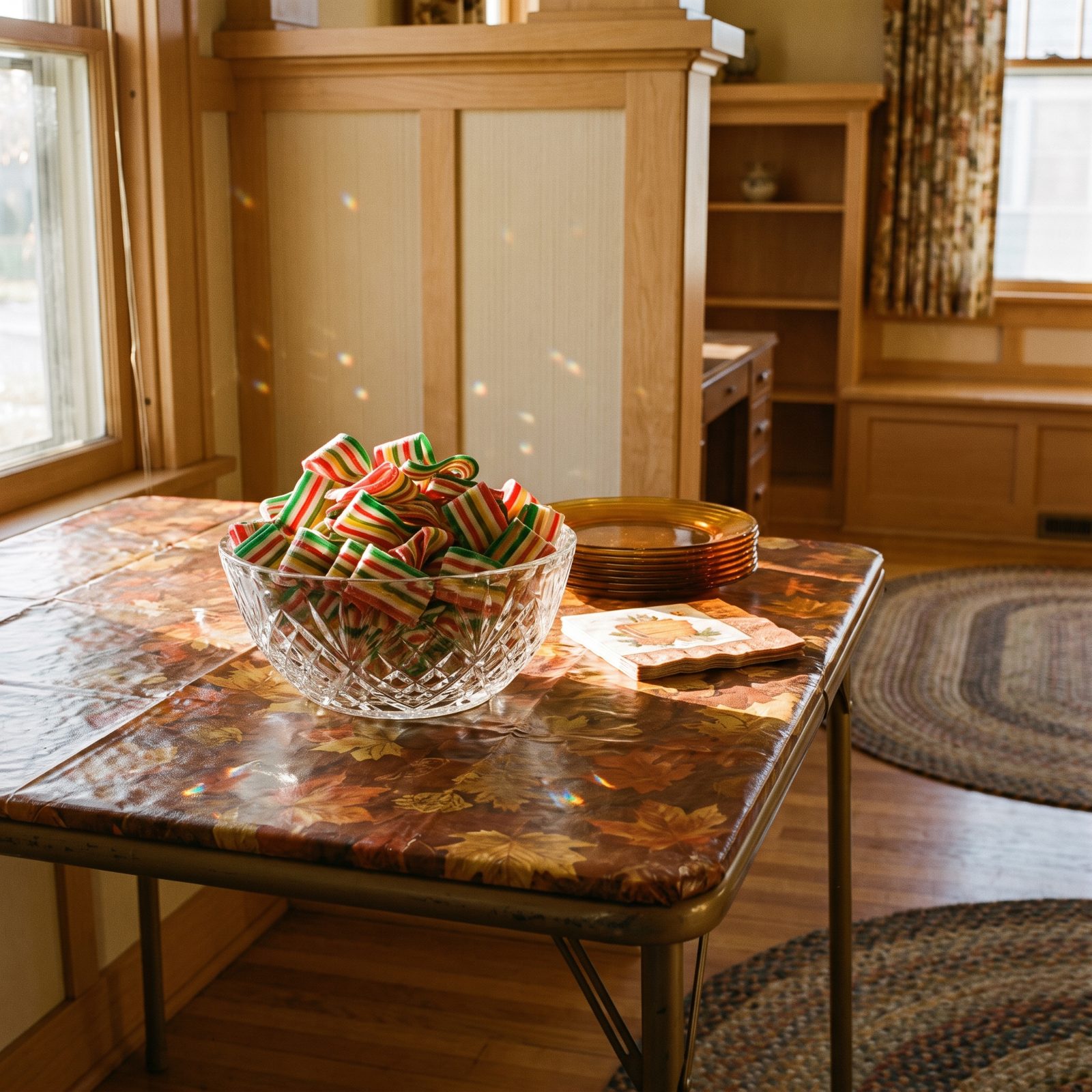 Ribbon Candy in a Cut-Glass Dish
