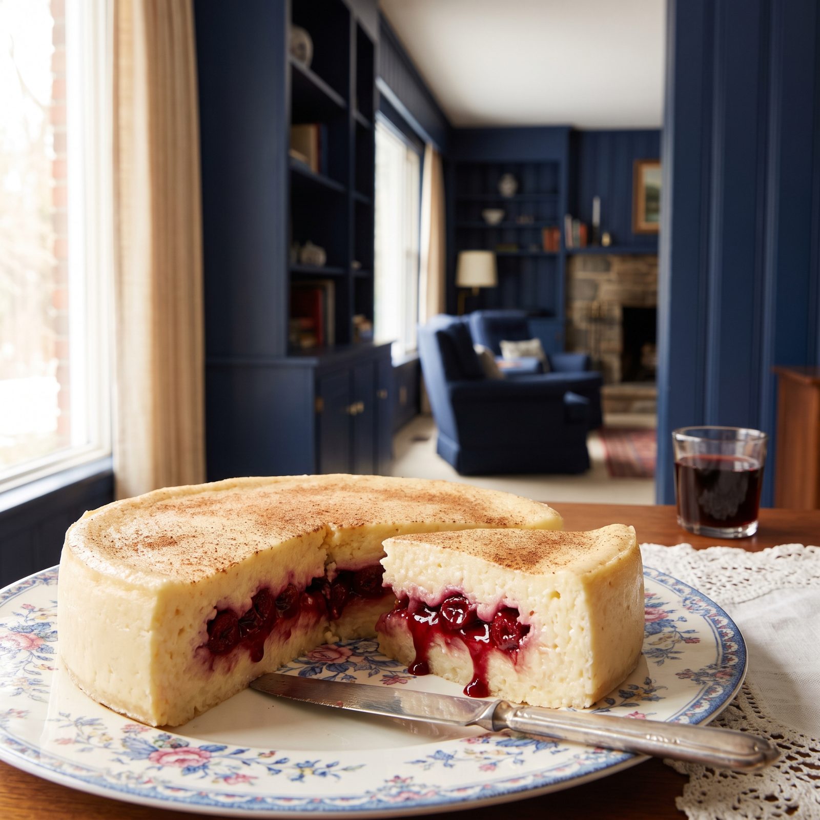 Rice Pudding Cake With a Sour Cherry Tunnel
