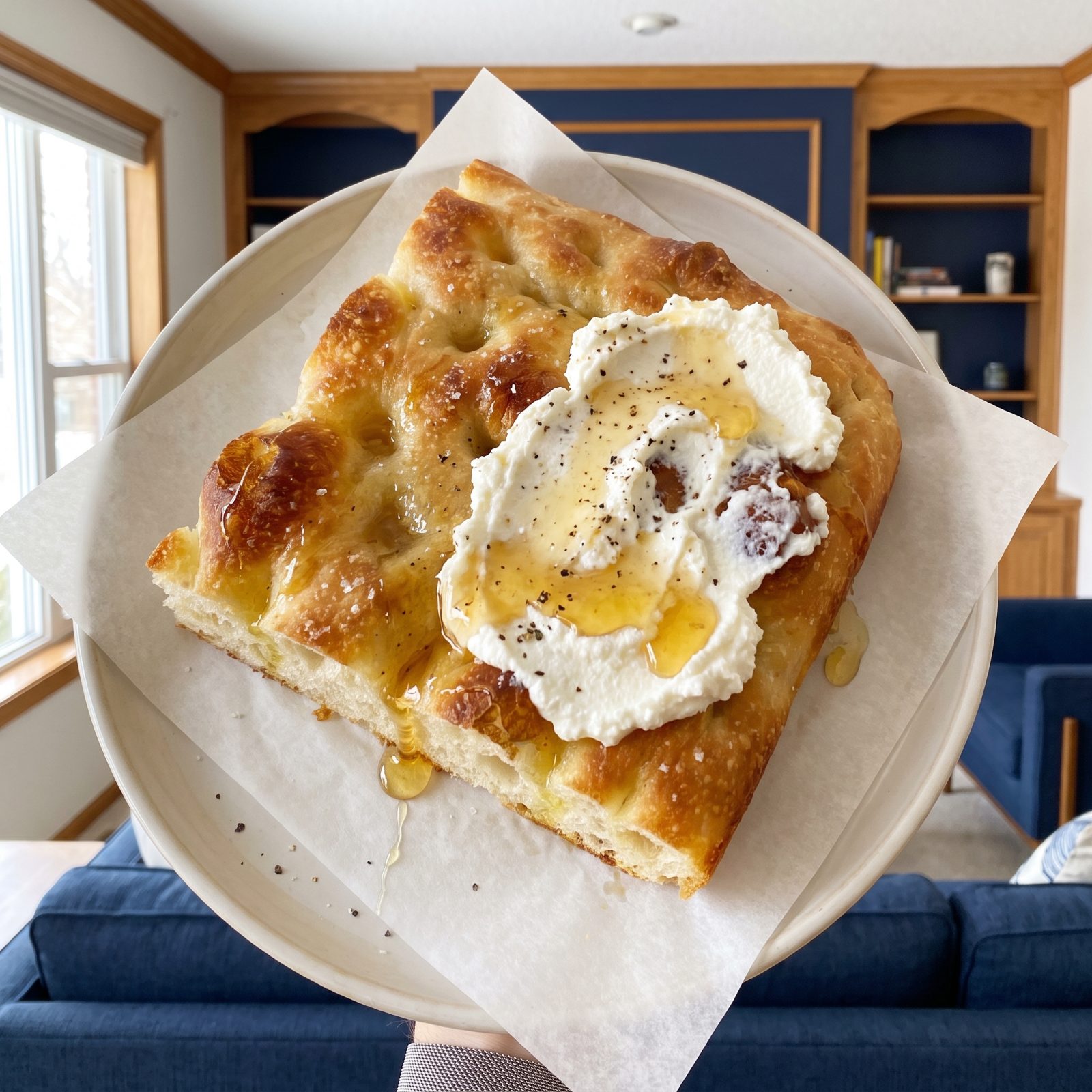 Ricotta and Honey on Toasted Focaccia