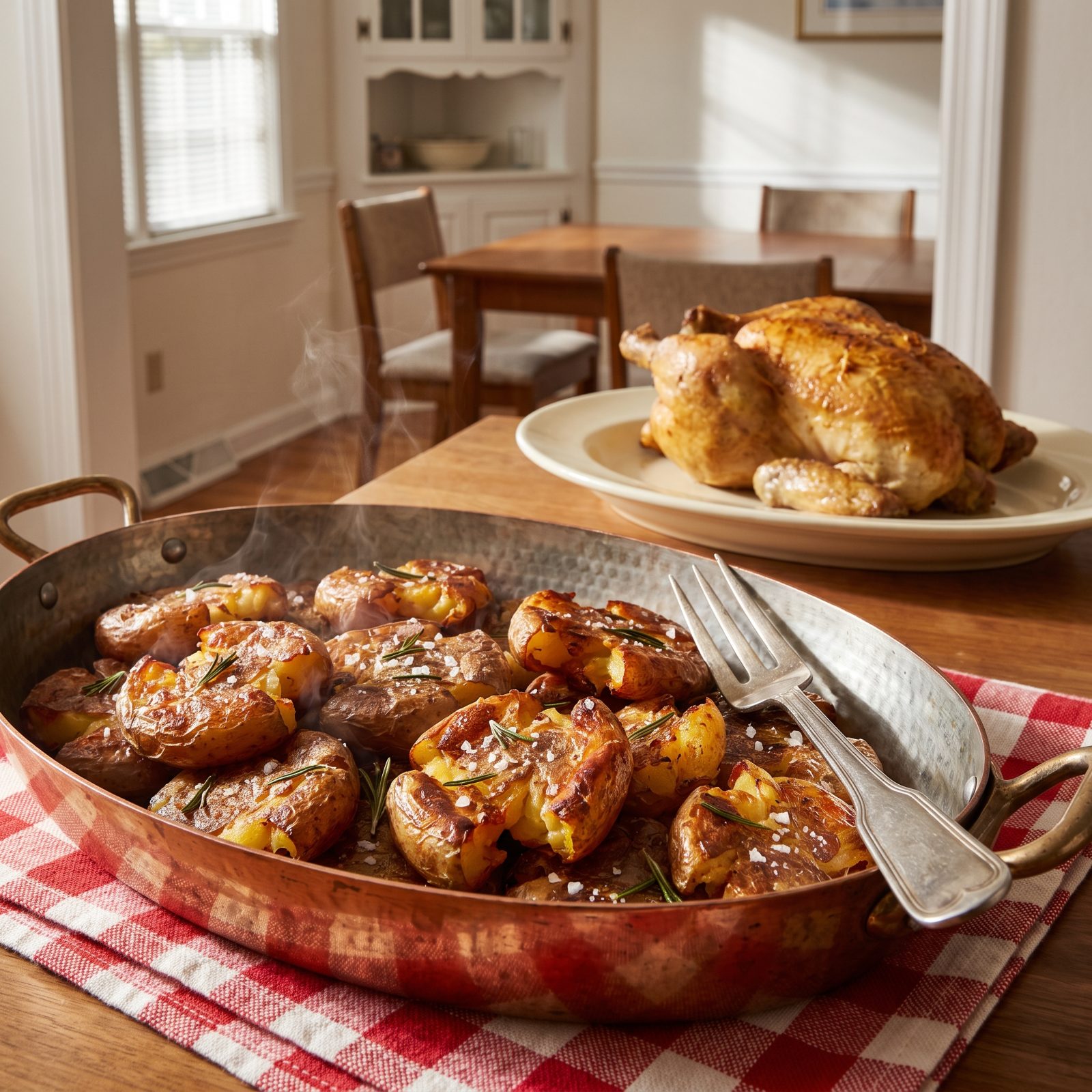 Roast Chicken Upstaged by Duck-Fat Potatoes